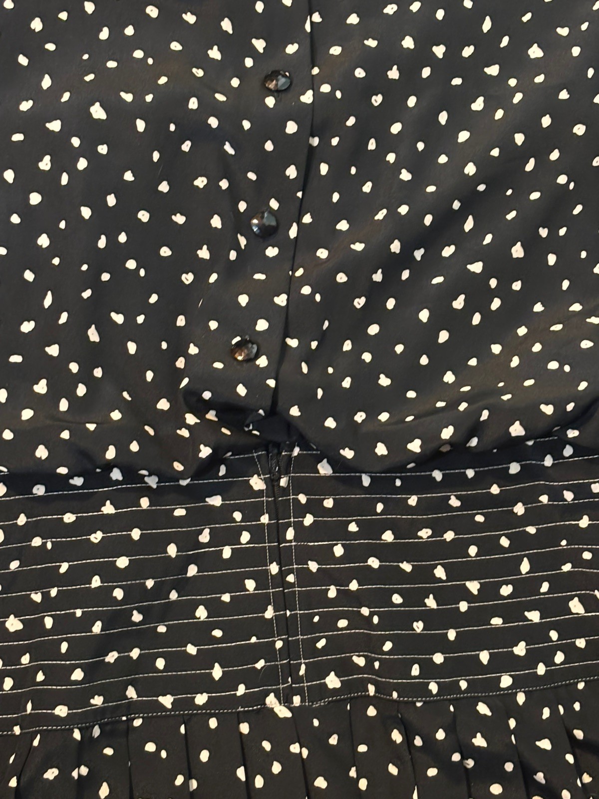 Vtg Leslie Fay Dress Size 16 Black White Animal Print Drop Waist 80’s Deadstock