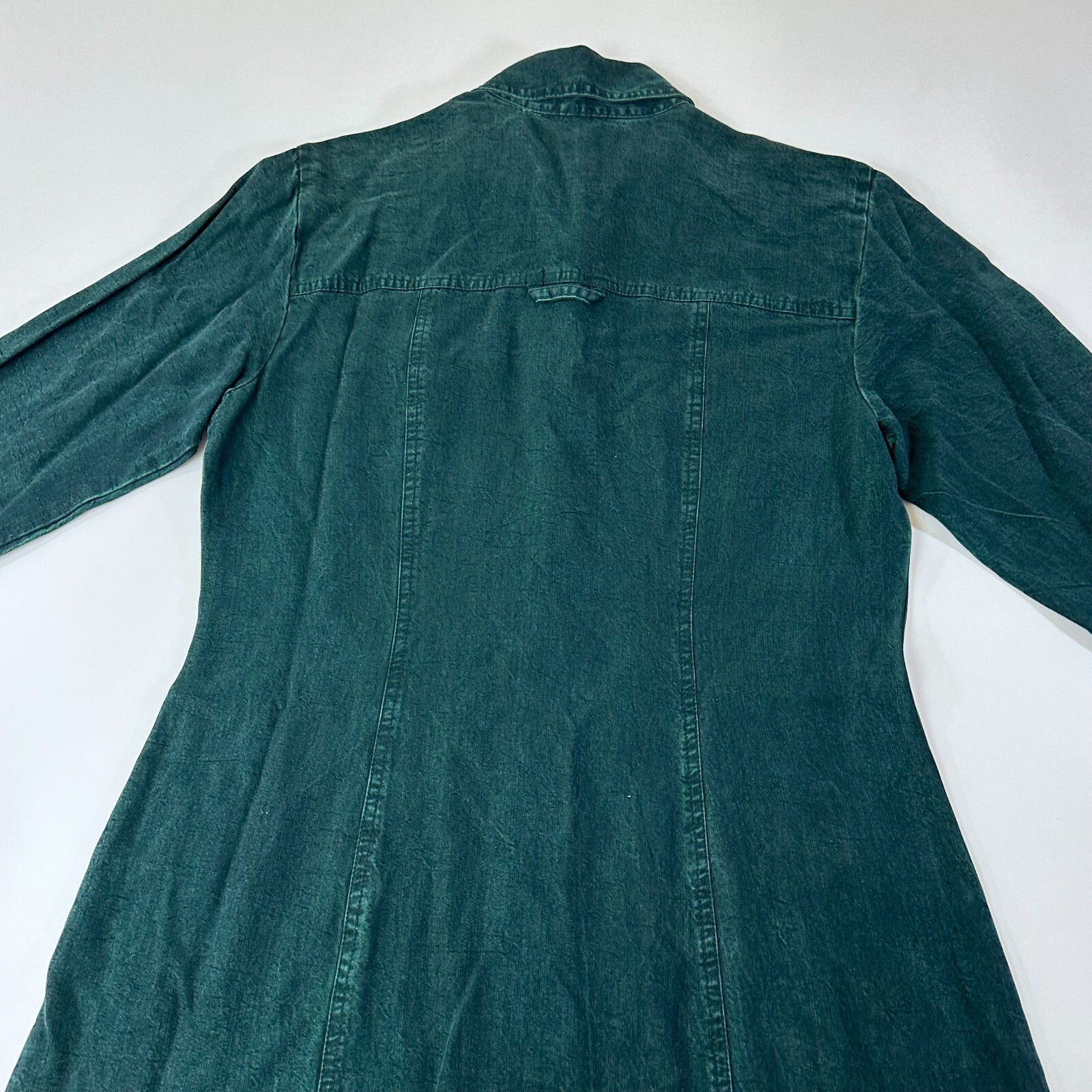 Vtg Carol Anderson Maxi Dress M Green Tencel Prairie Western Cottagecore Button