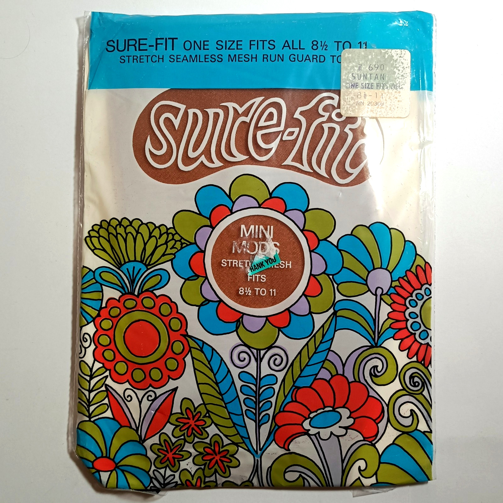 Sure-Fit Mini Mods Nylons vintage 60s 70s One Size 8.5 to 11 Suntan