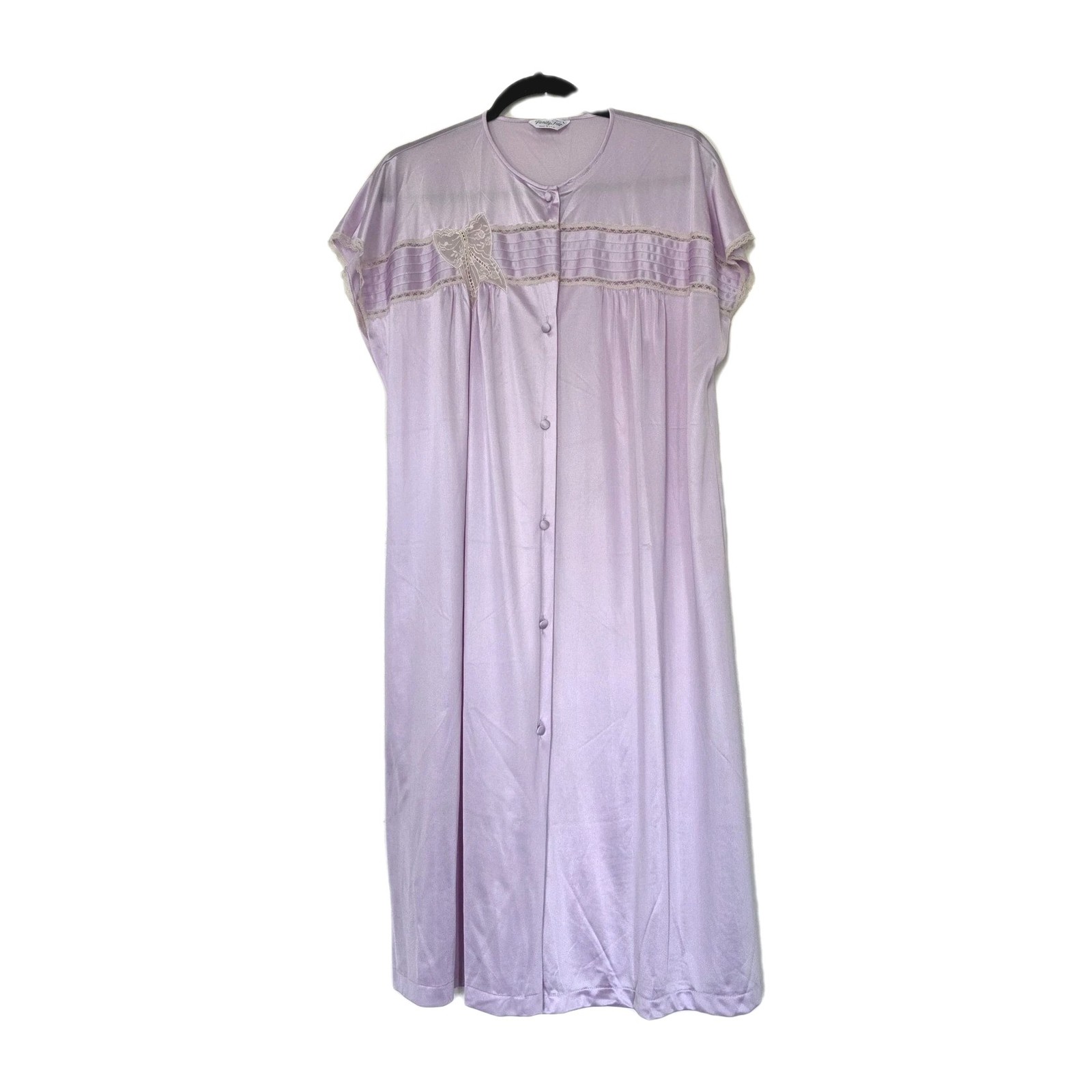 Vtg Babydoll Mumu Size XL Nightgown Nylon Violet Gmacore House Dress Bow Lace