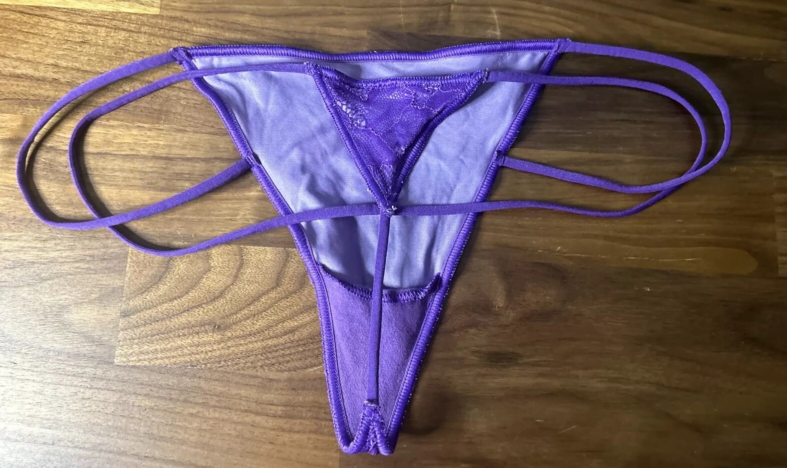VTG Victoria Secret Hi-cut Double String Thong Panties Sz M V-string Strappy Y2K