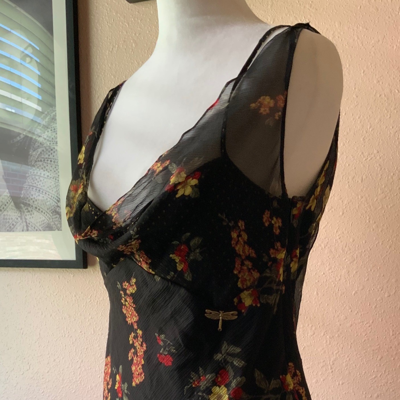 Vintage Galliano Silk Floral Graphic Mini Dress 28/42
