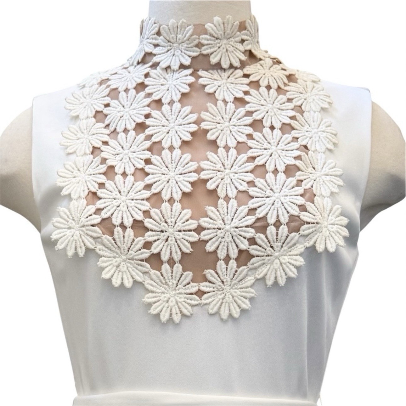 Vintage Lilli Diamond White Daisy Sheer Illusion NWT Deadstock 60s Midi Dress 10