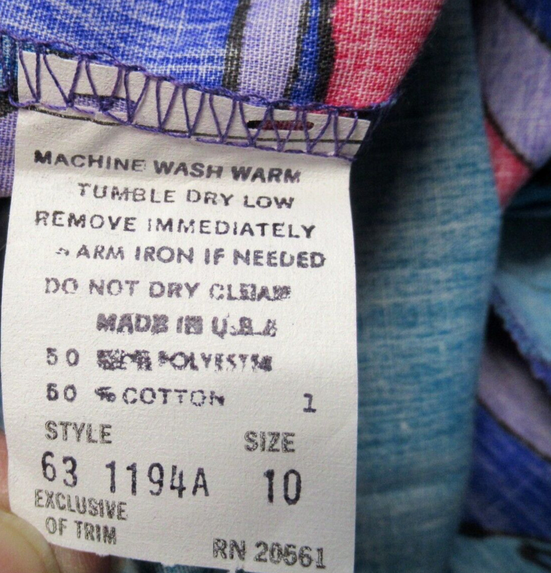 BILL TICE 1970s Designer Printed Smock Dress Size S (Vtg Size 10) Mod Boho NWT