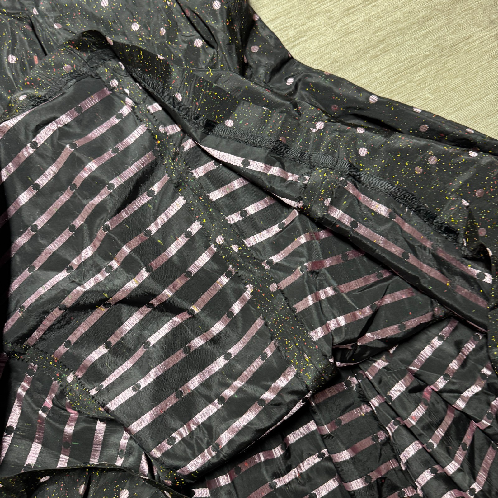 Vintage 1950s Novelty Polka Dot & Paint Splatter Acetate Taffeta Dress S/M