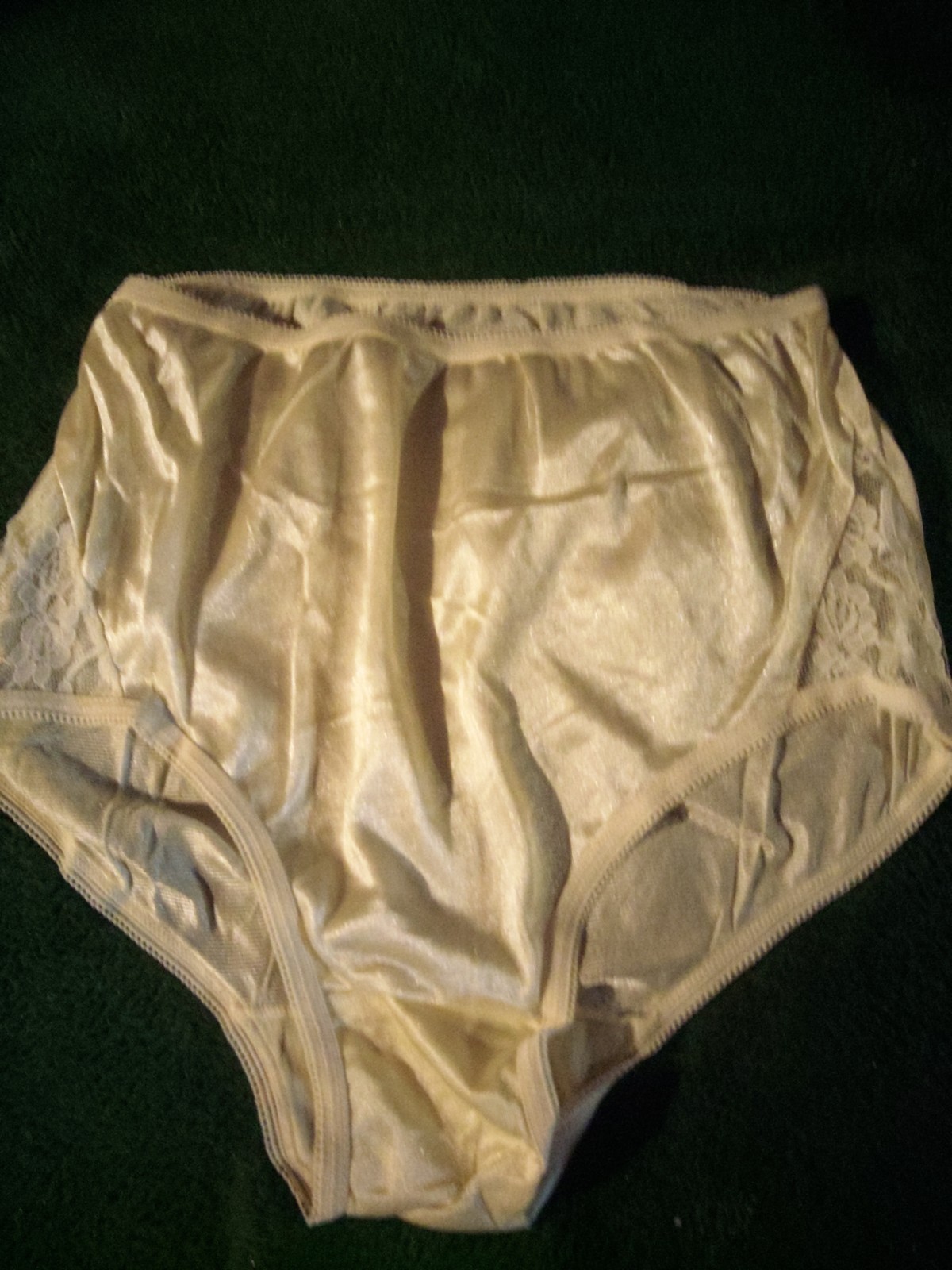 Lot Of 4 – 100% Nylon Brief Panties With Lace Silky Soft Size 7