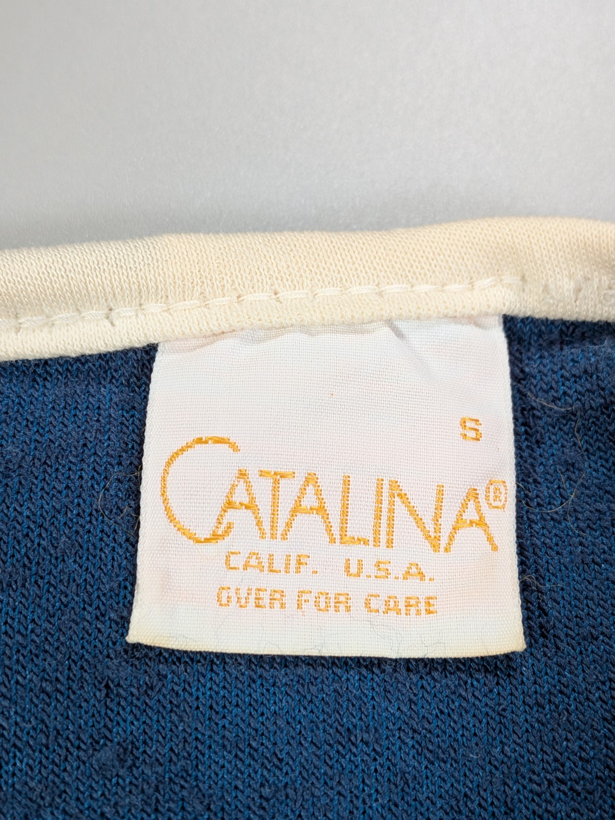 Vintage Catalina Swimsuit Cover-Up S Blue Terrycloth Swim Beach Surfer 70s USA