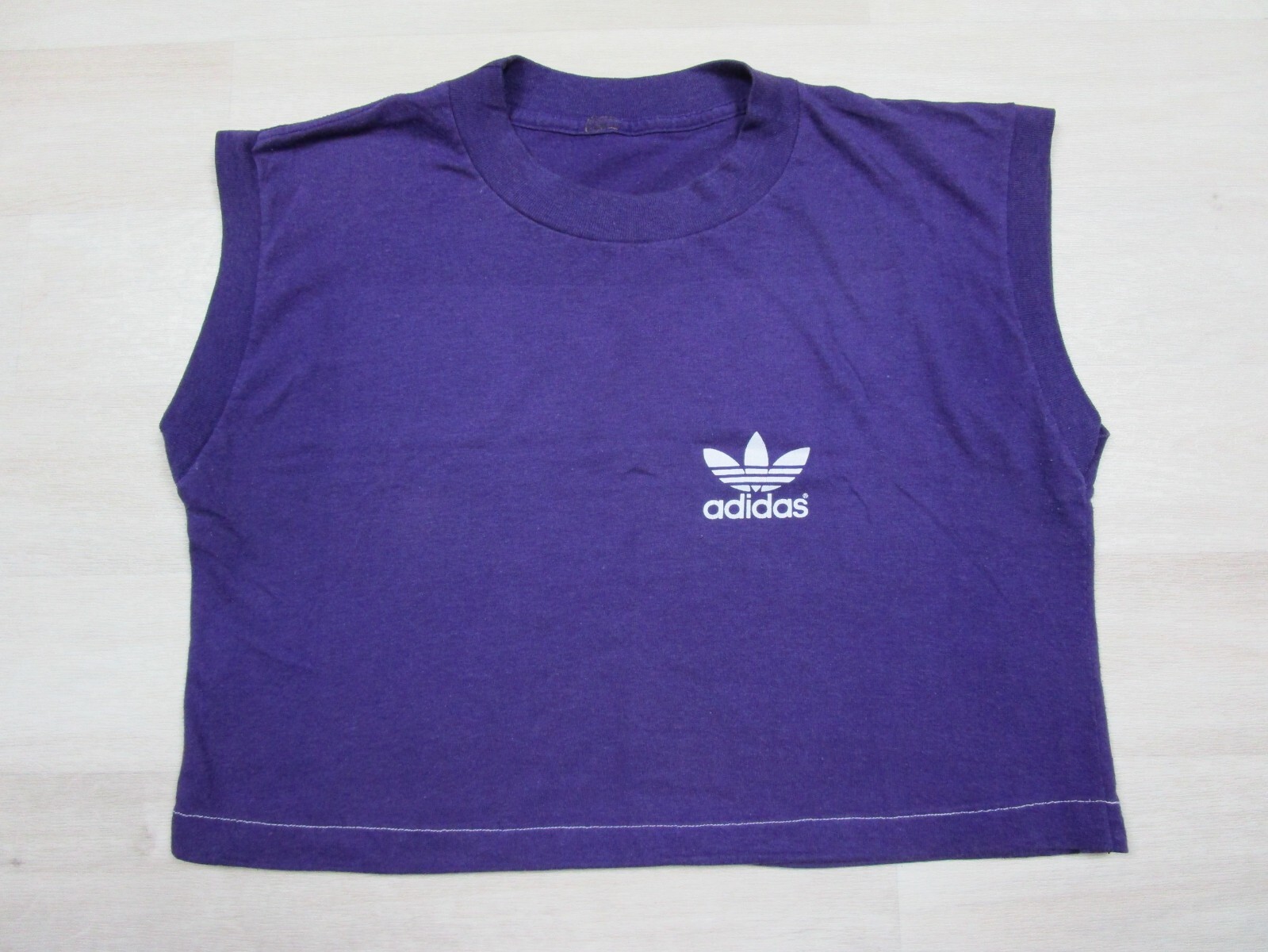 VTG Adidas Cropped Top Women’s (M) 1980’s USA Trefoil Activewear T Shirt Purple