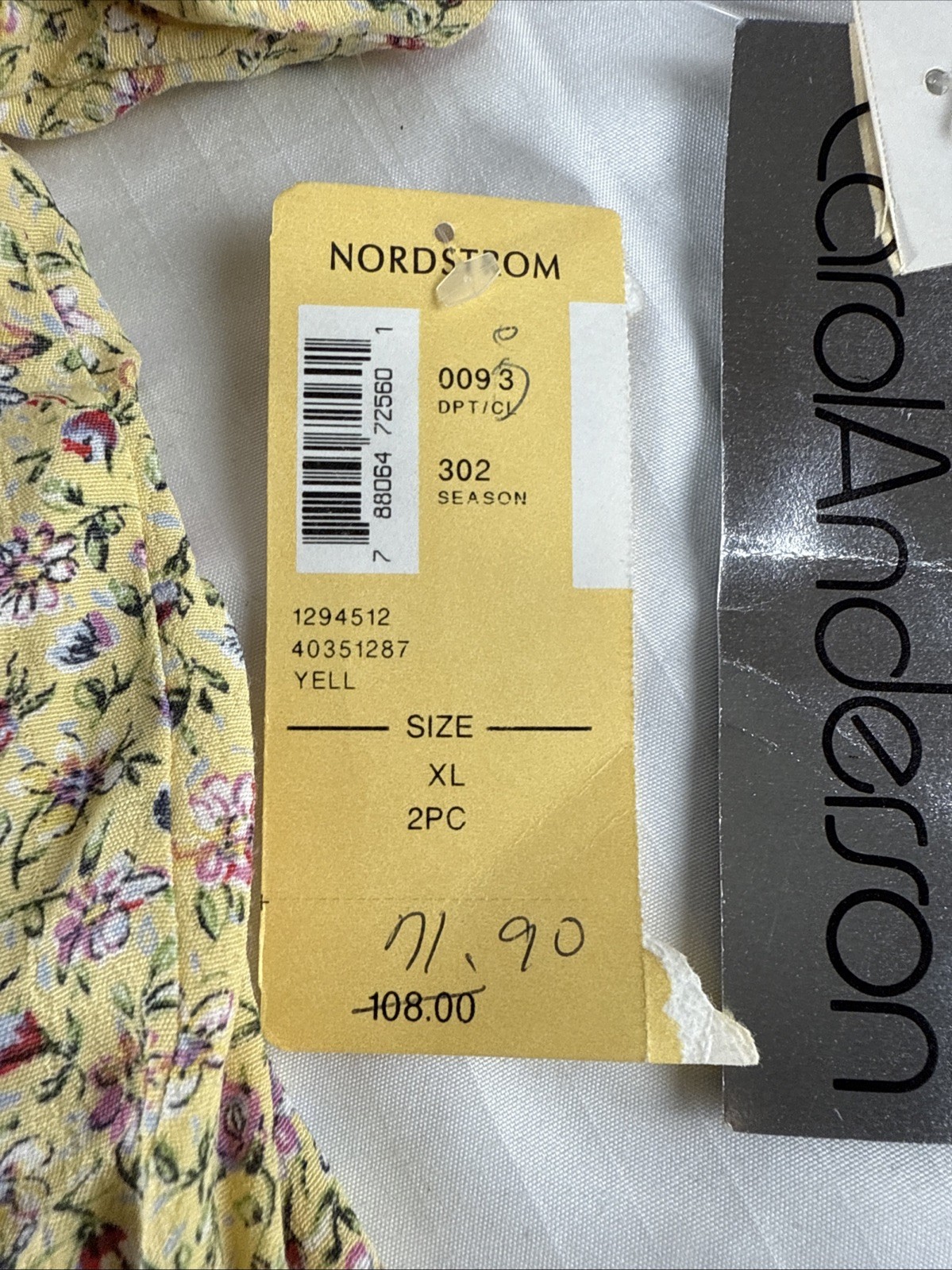 Vintage 80s Carol Anderson Yellow Floral TOP AND DRESS Made in USA NEW XL 2i