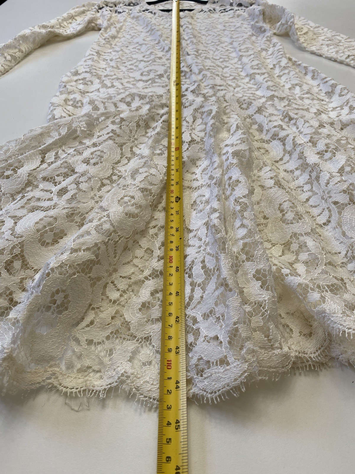 Vintage 80s L Lace Dress Ivory Fit Flare Mermaid Sheer Stevie Nicks