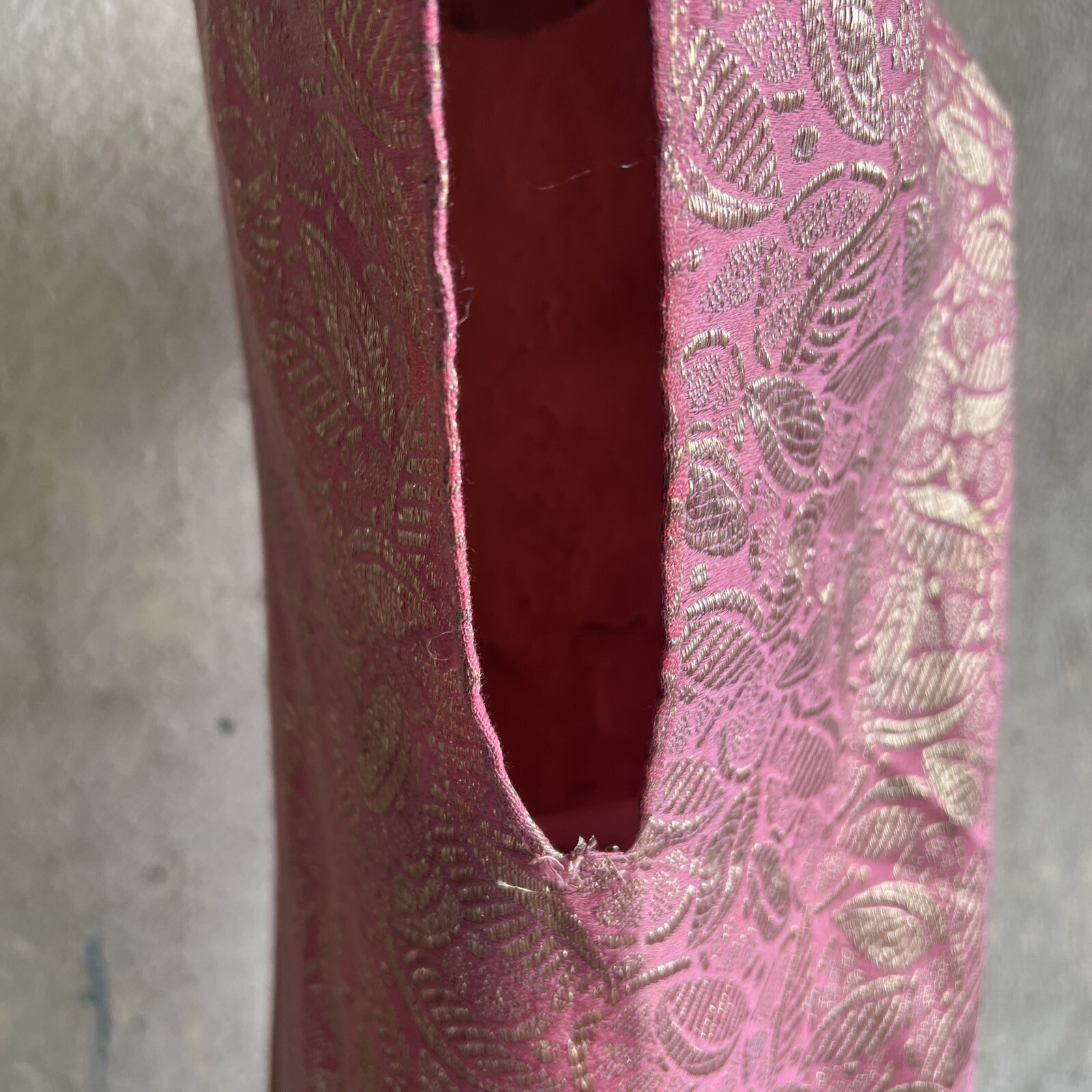 Antique 1920s Pink Silk Lamé Smock Mini Dress Blouse Fruit Design 1930s Vintage