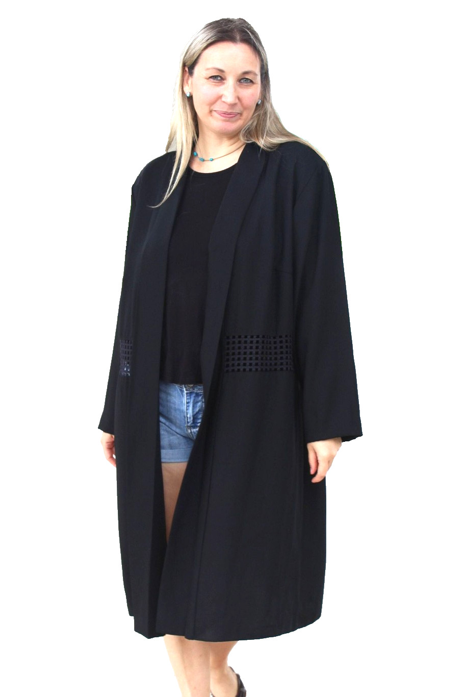 Vintage 1990s Positive Influence Coat Size 24W Women Cutout Lattice Detail