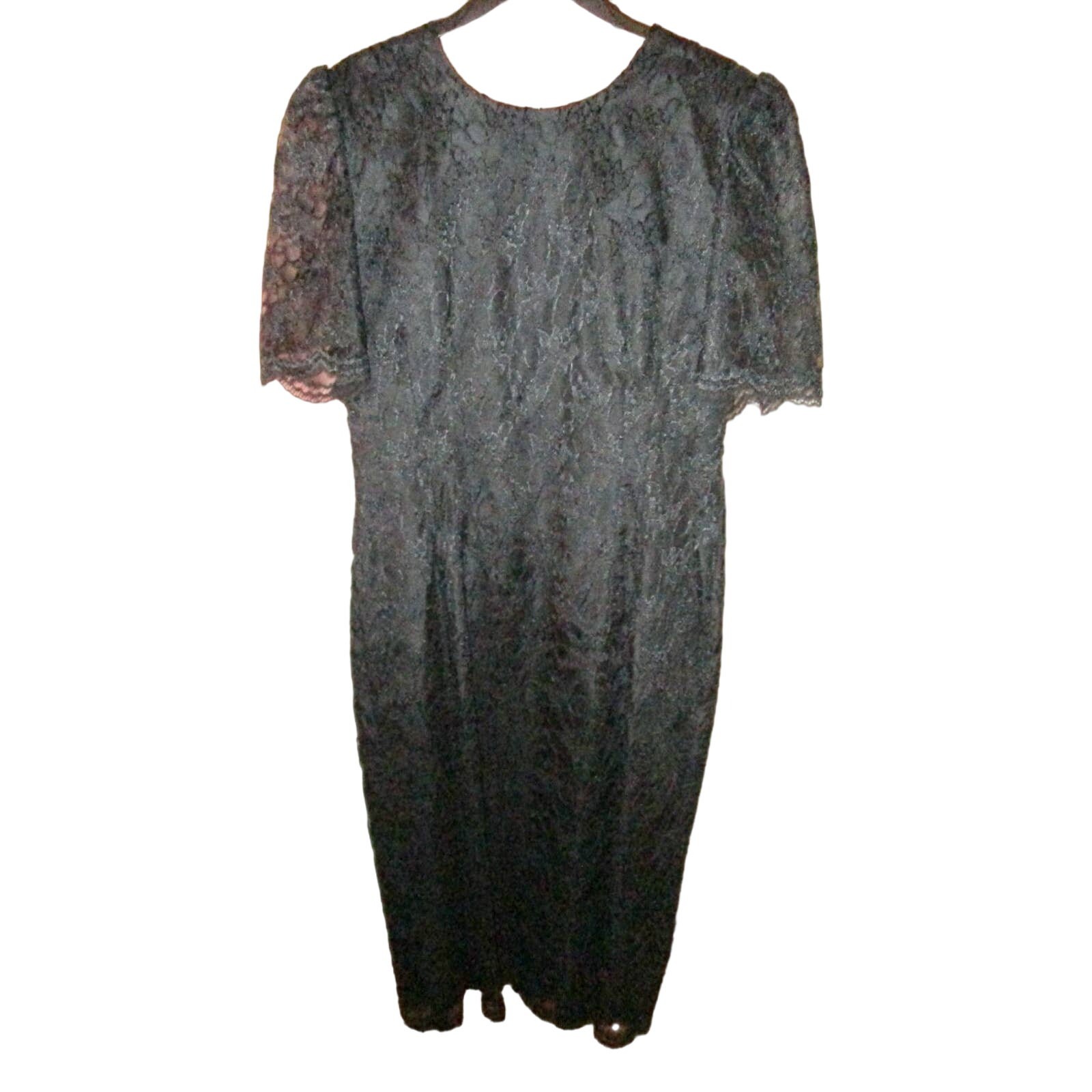 Vtg 80s Black Lace Cocktail Dress Sz 14 Late Edition Union Made Whimsigoth Fairy