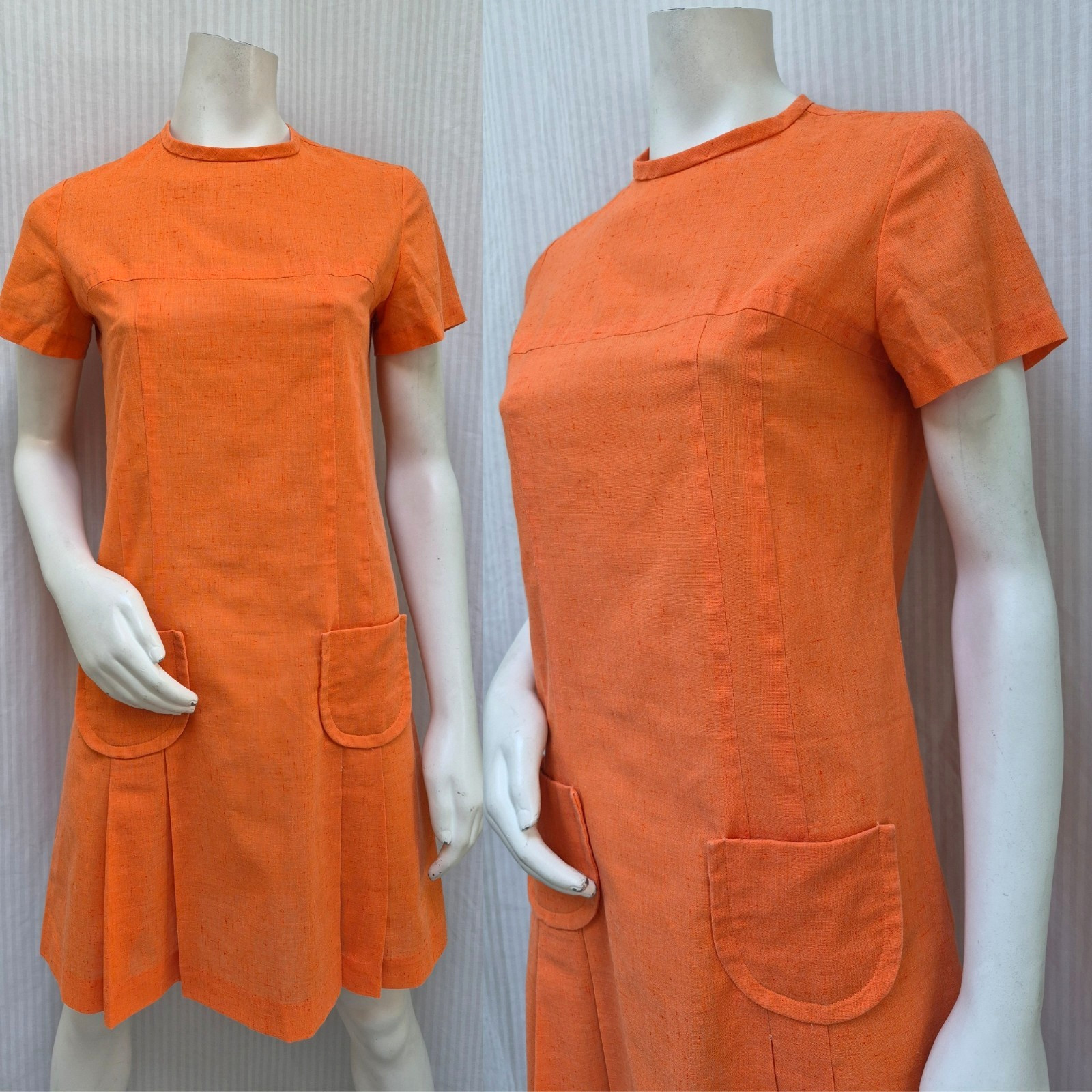 Vintage 1960s SEARS JR BAZAAR Orange Perma Prest Mod Scooter Dress – Size M