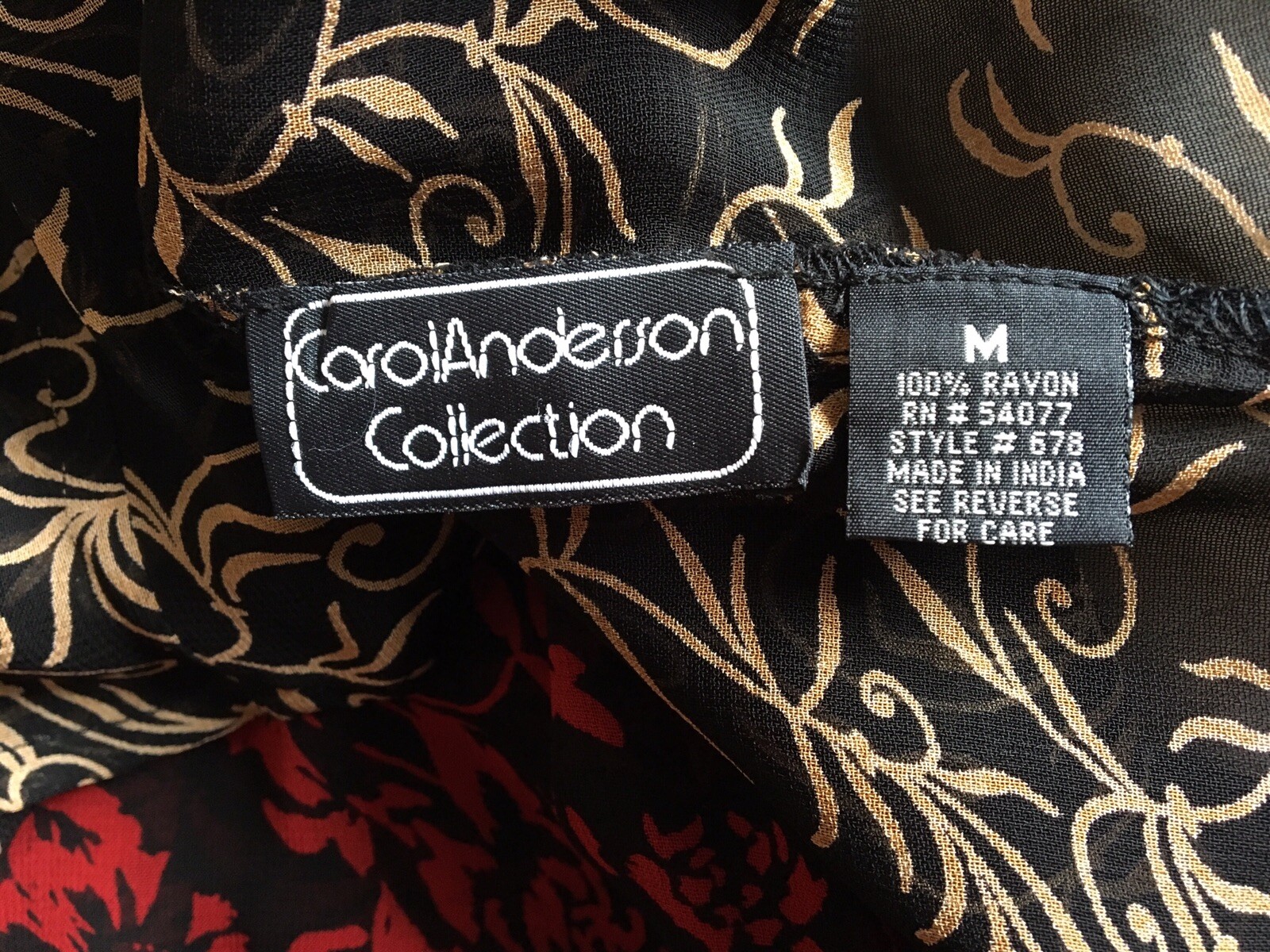 Carol Anderson Collection REVERSIBLE RAYON SKIRT BLACK RED PRINTS Elastic BACK