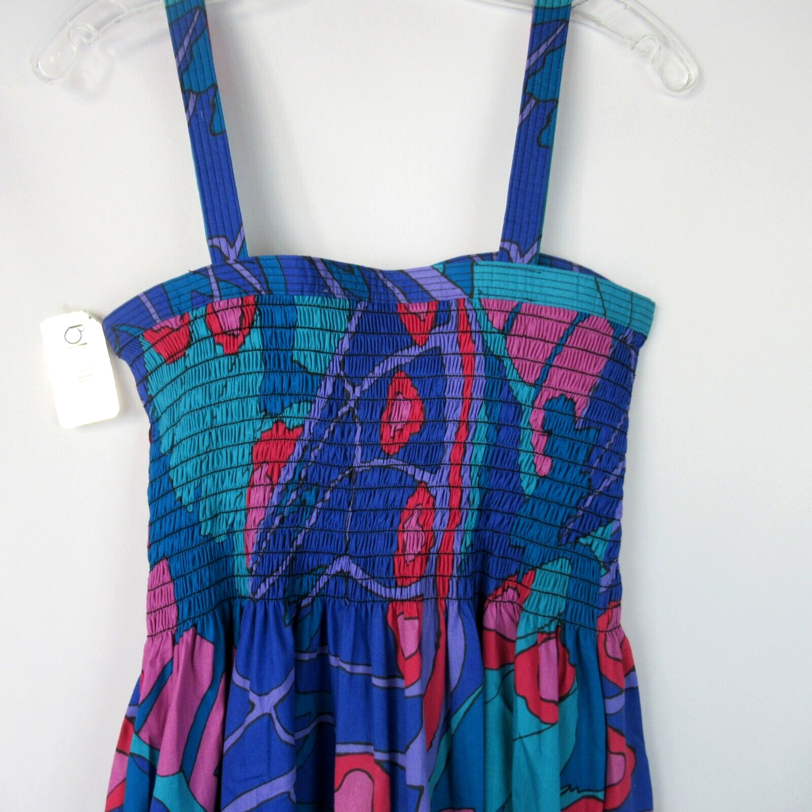 BILL TICE 1970s Designer Printed Smock Dress Size S (Vtg Size 10) Mod Boho NWT