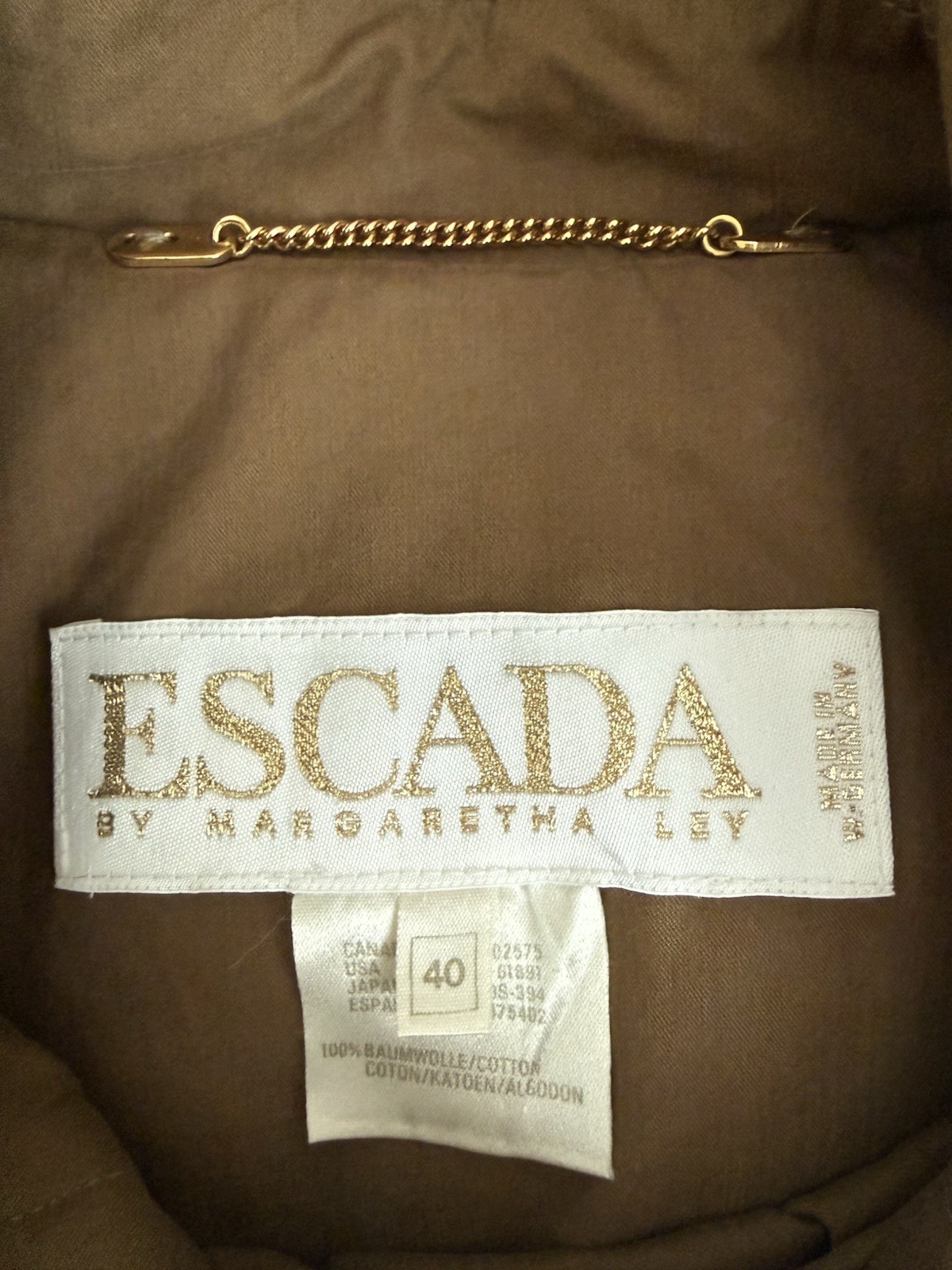 Vintage Escada by Margaretha Ley 100%Cotton Swing Trench Coat – Size 40 (M-L)
