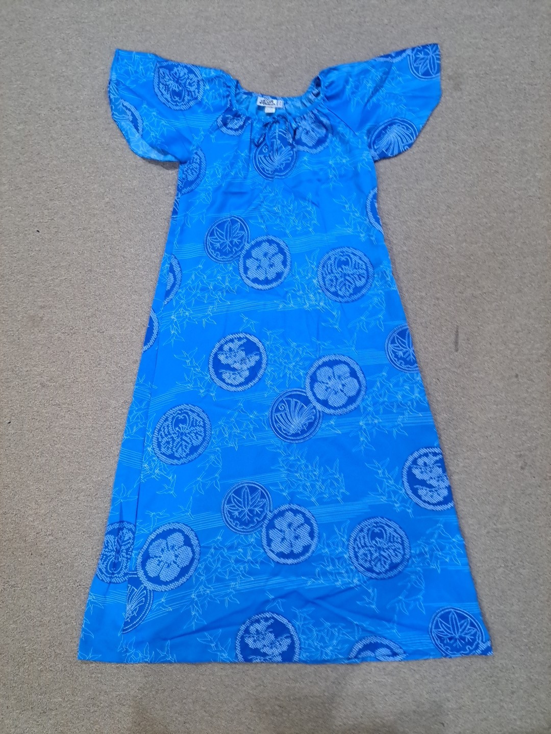 Vintage Style Hilo Hattie Hawaiian Blue Floral Dress Women’s Medium