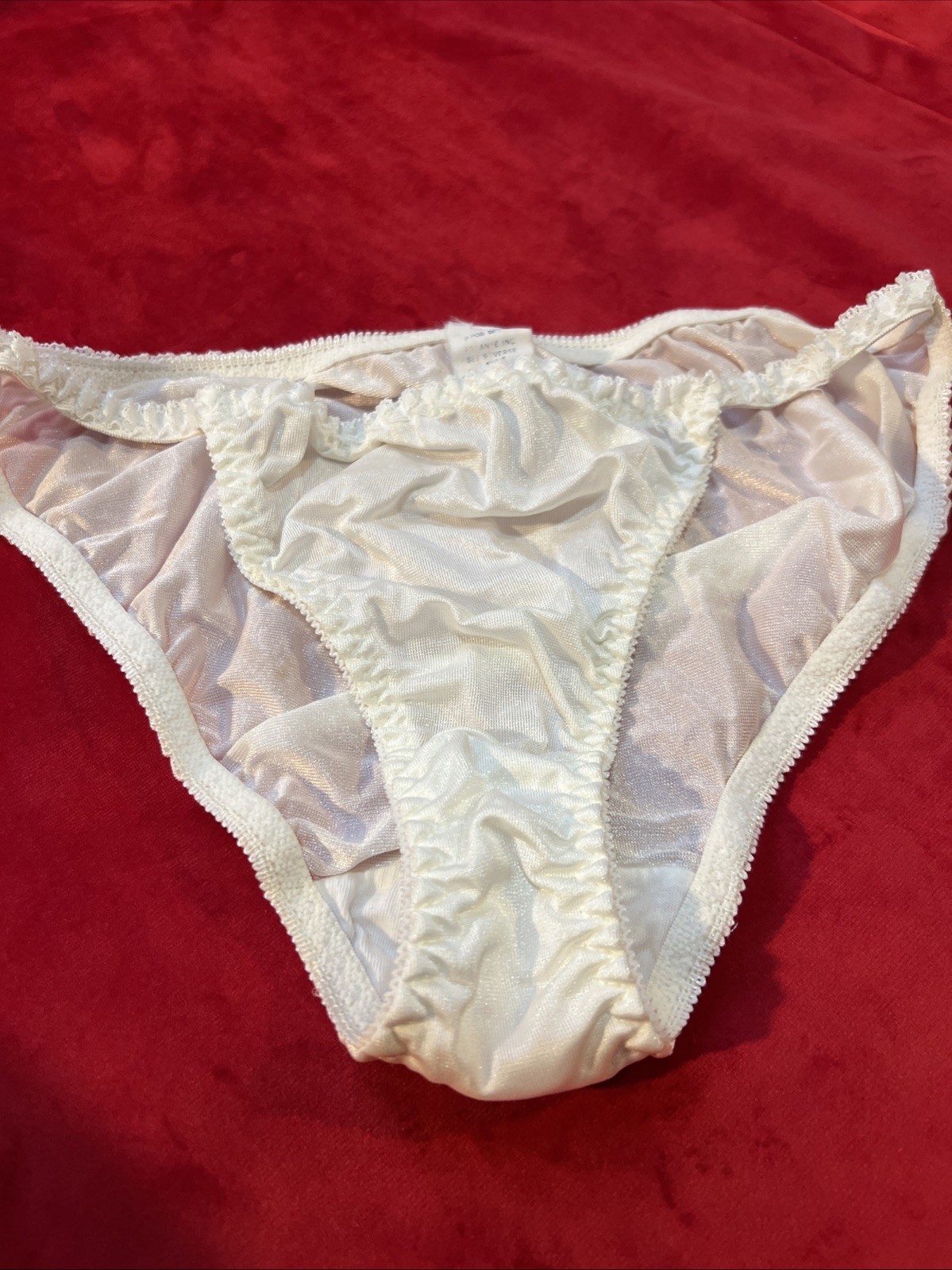Vtg Escante String Bikini Panties Medium Nylon Sissy White Mexico 1990’s Large