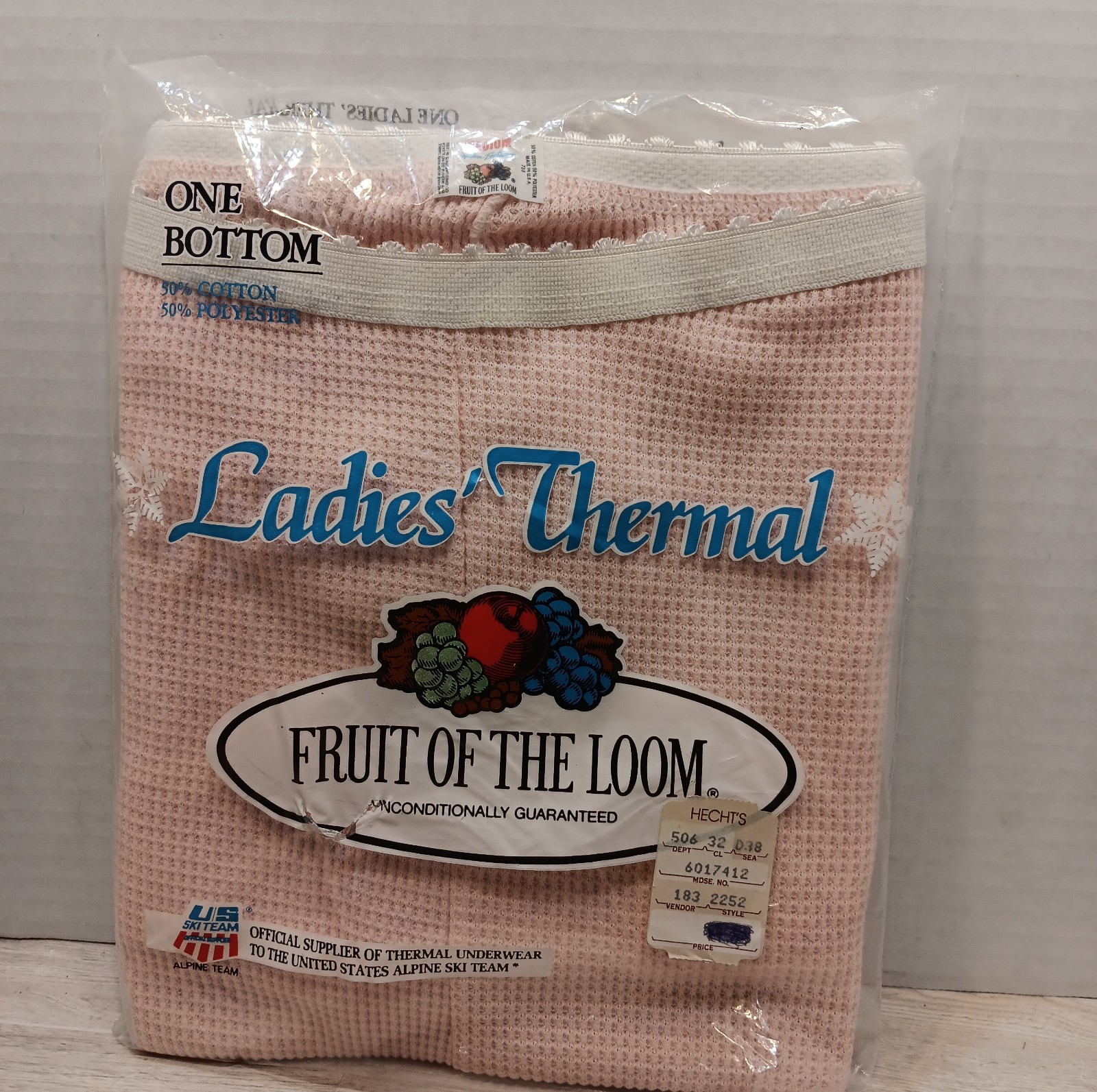 Vintage Deadstock 1984 Fruit Of the Loom Ladies Thermal Bottom Medium Pink NOS