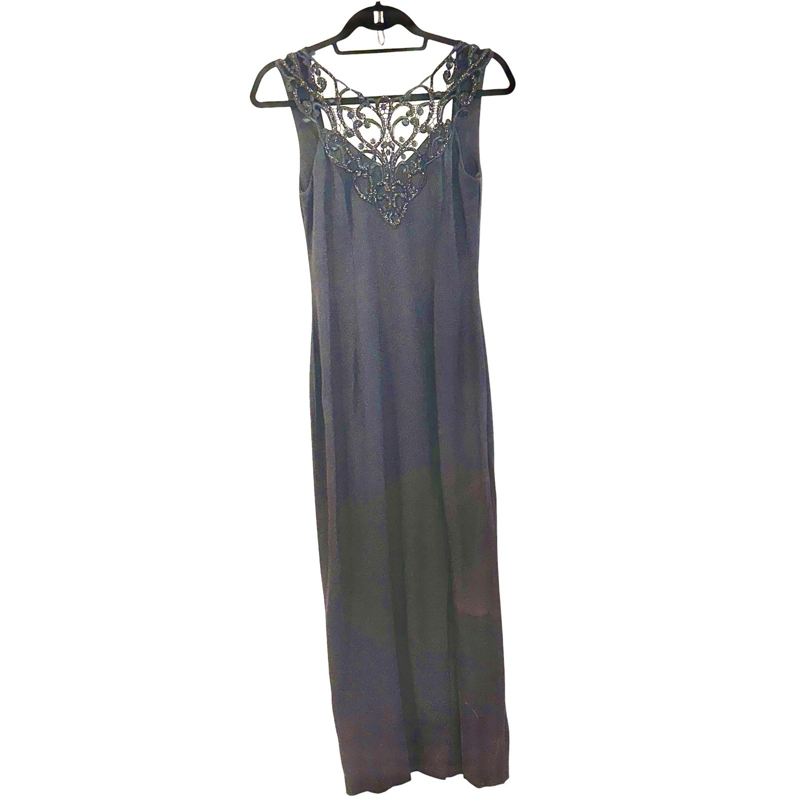 Jessica McClintock Gunne Sax Vtg 80s Black Maxi Dress Size 3/4