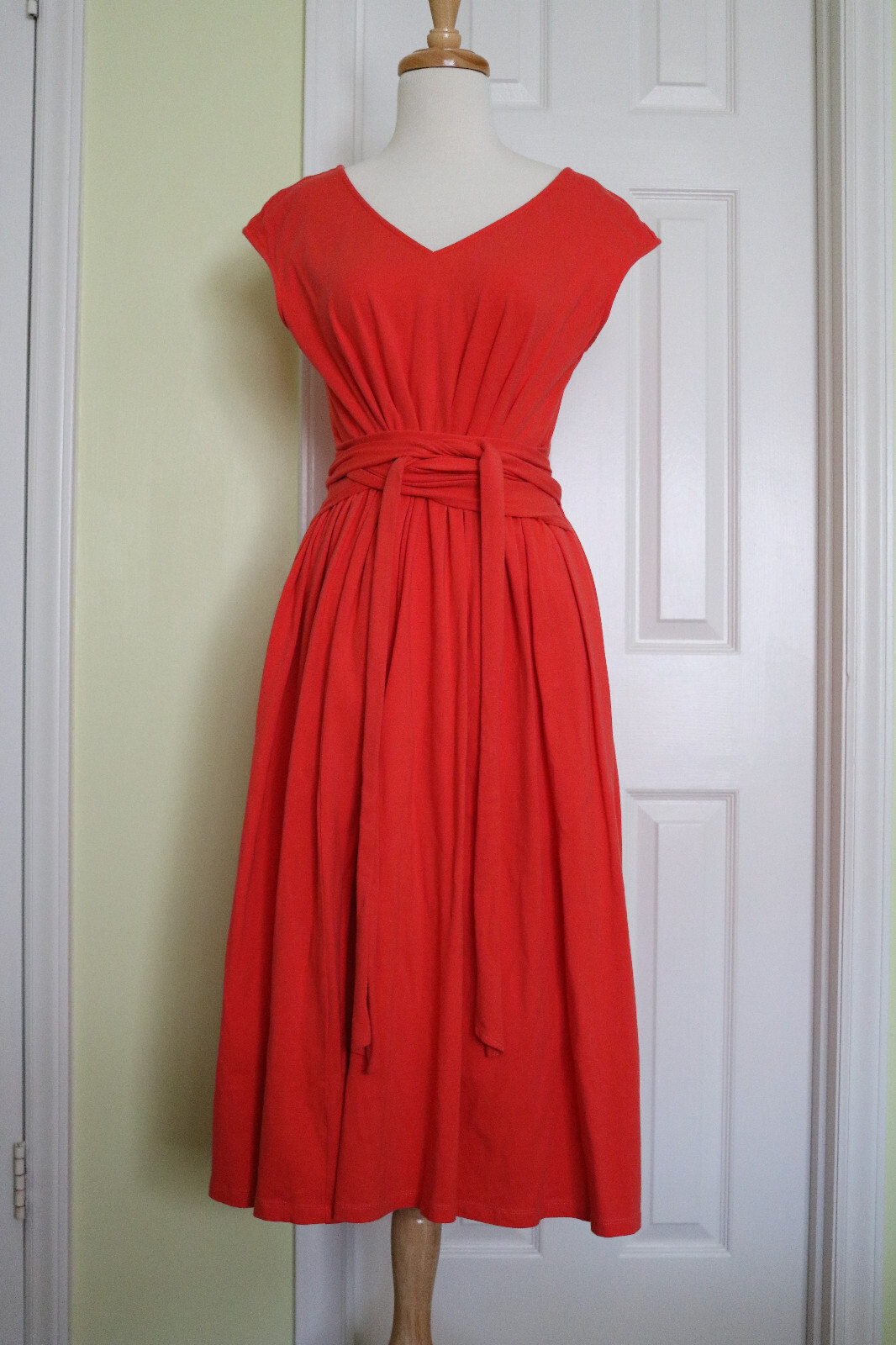 Vintage coral eShakti cotton/spandex sleeveless dress M