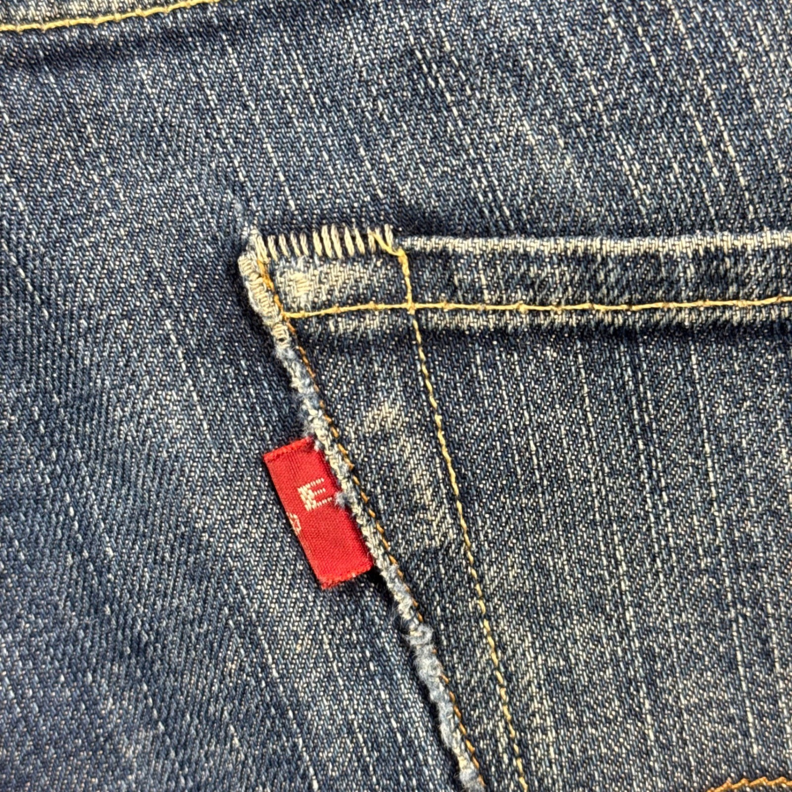 Vintage LEVIS Jeans W32 Hesher Hand Made in the USA Y2K Distressed Hem