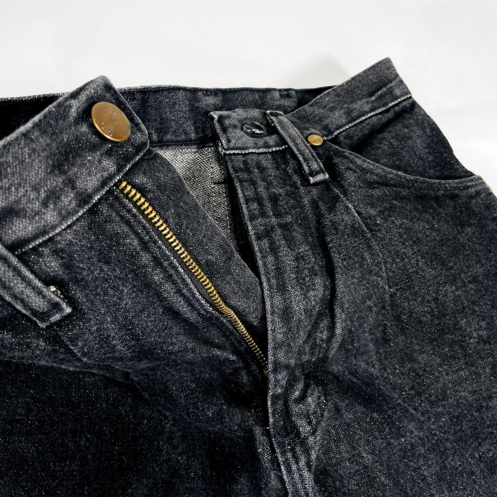 Vintage Wrangler Womens High Waist Black Denim Leather Patch Mom Jeans 5 / 25″