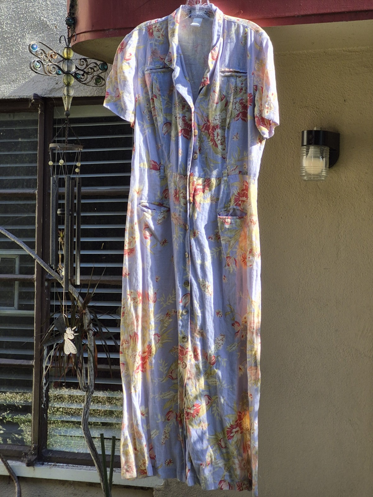Vintage Carol Anderson Lilac Linen Floral Cottage Farmhouse Women’s Maxi Dress