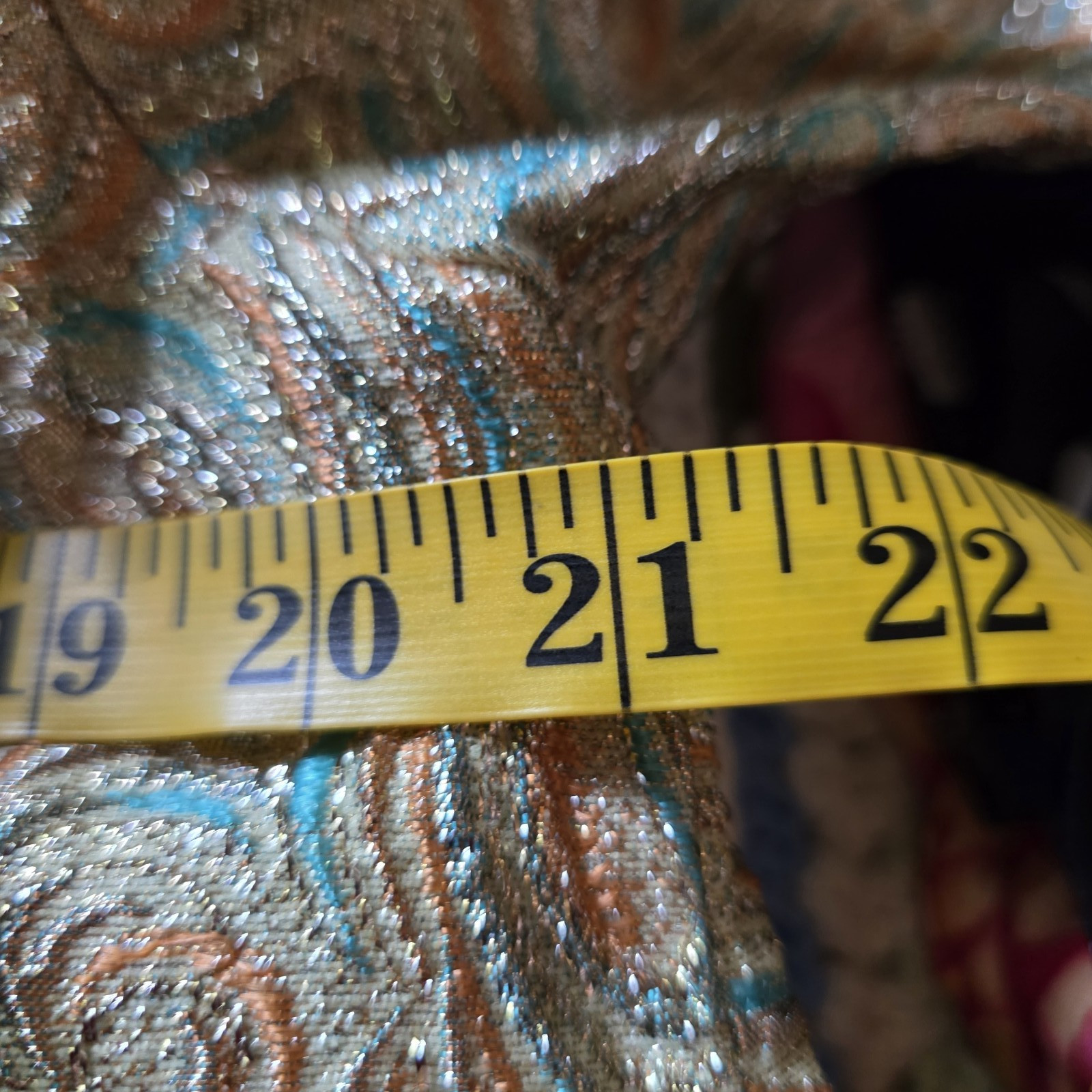 Vtg 60s Metallic Gold Brocade Opera Coat Blazer Teal Paisley Evening Jacket M L