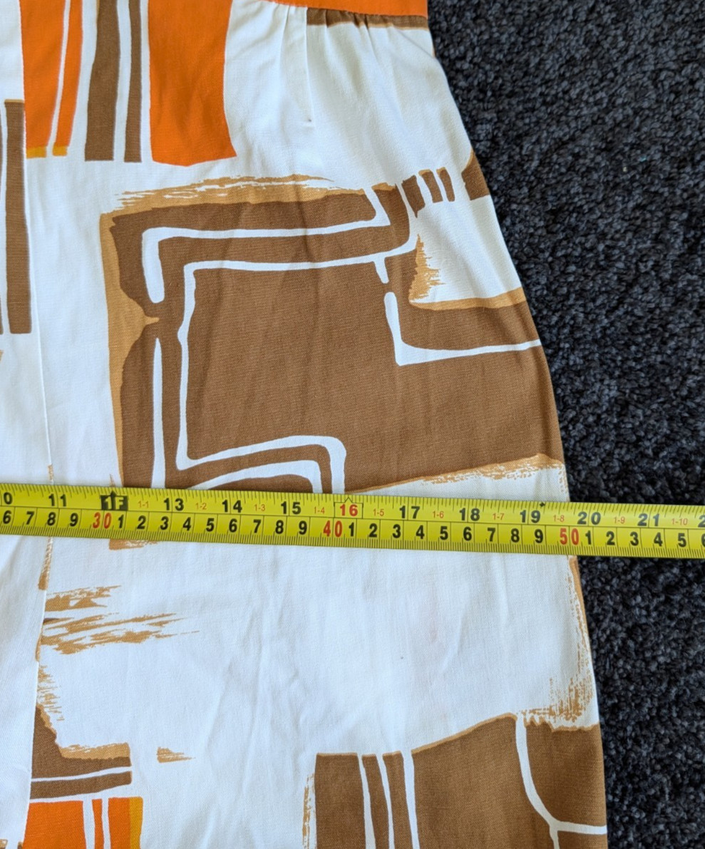 Vtg 1970s Island Casuals Hawaiian Maxi Dress Muu Muu Abstract Graphic Print S/M