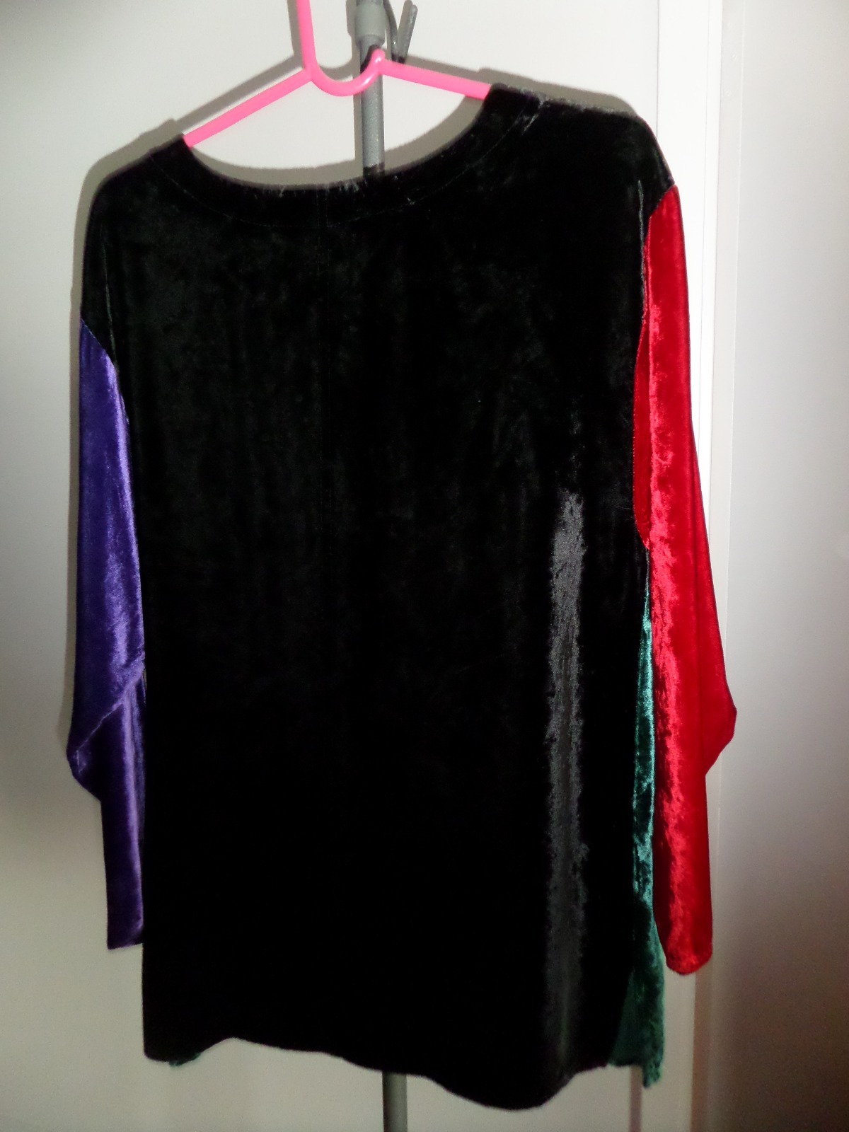 Carole Little Green Red Bl Purple Crushed Velvet Vintage Tunic Top Blouse Size 6