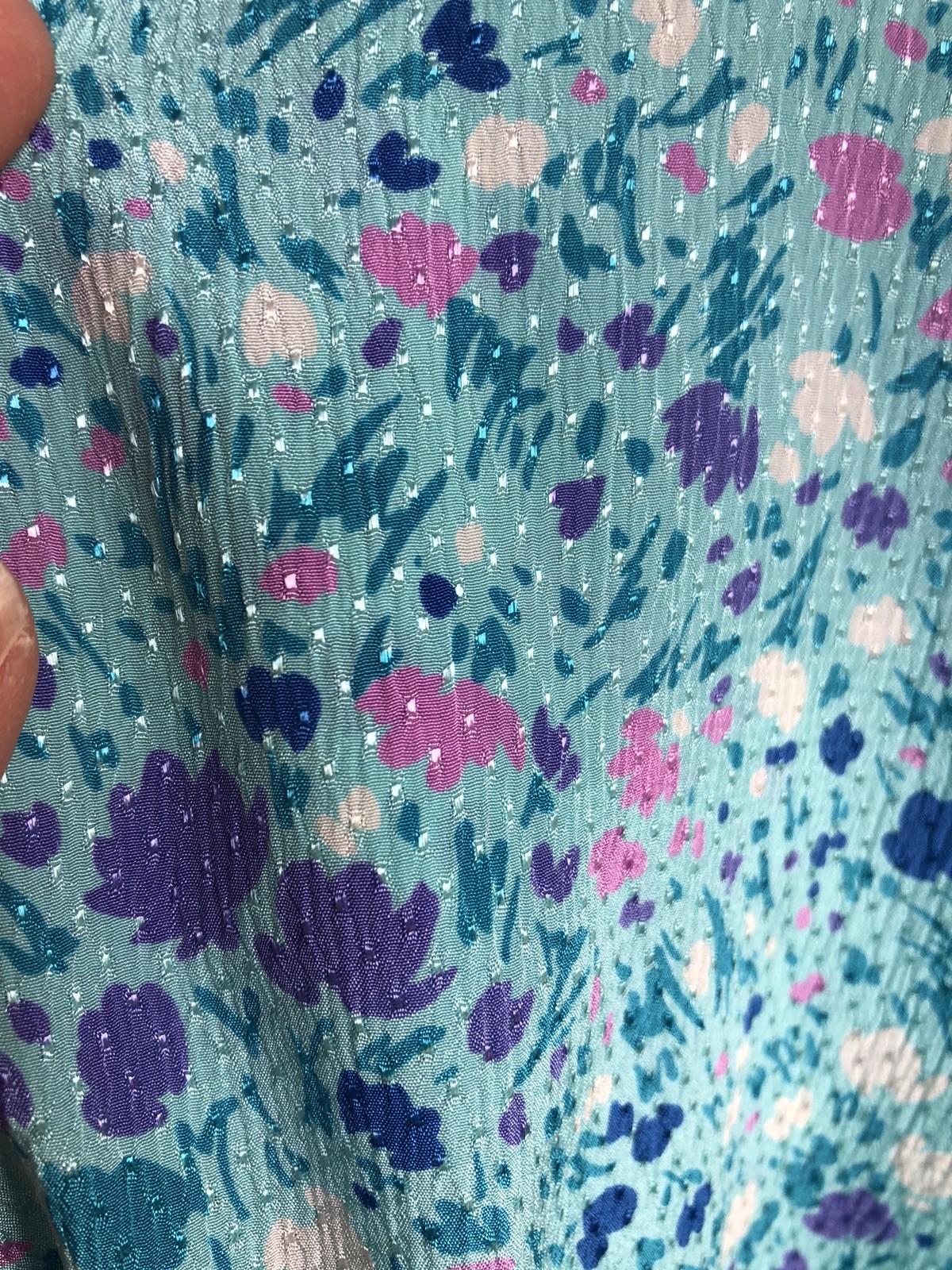 BEAUTIFUL VTG SCHRADER SPORT New York Blue Floral Silky Button-up Midi Dress 10
