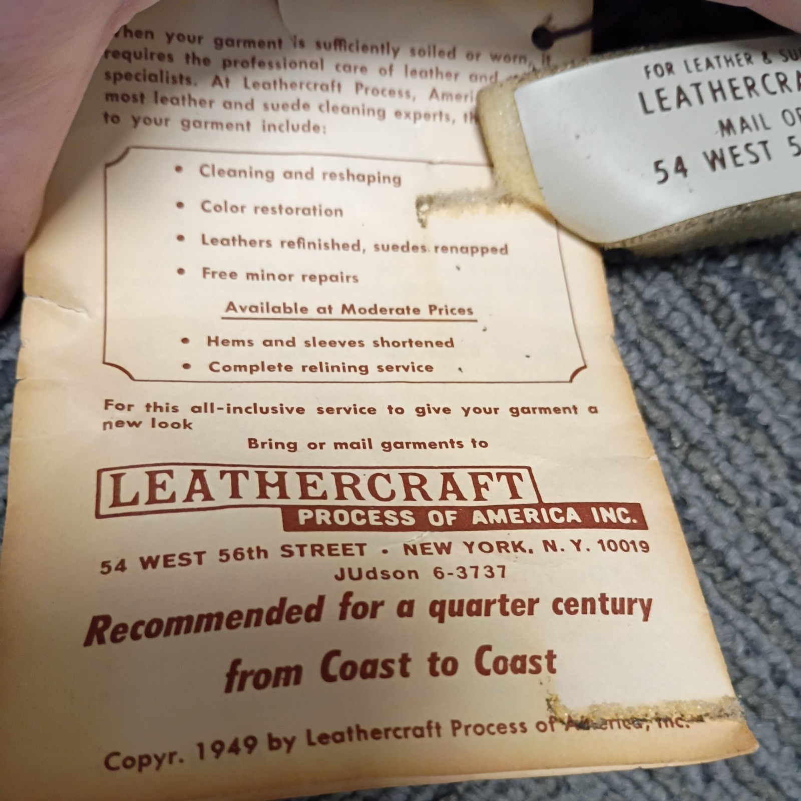 Vintage /Antique 1949 Leathercraft Suede Coat With Mink Collar Good Condition S