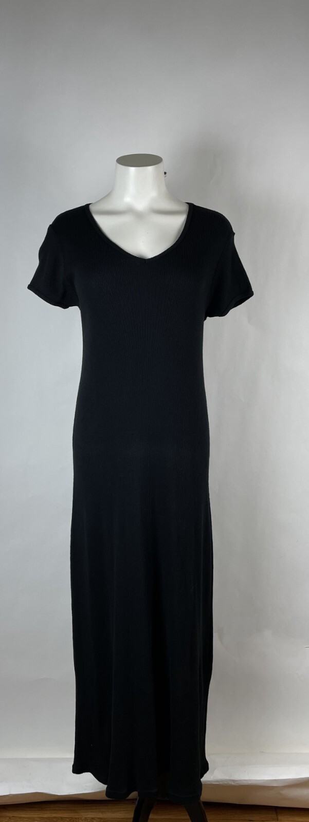 Vintage 1990’s DKNY Jeans Black Ribbed Knit Dress Women’s Size S/M 32″ Bust