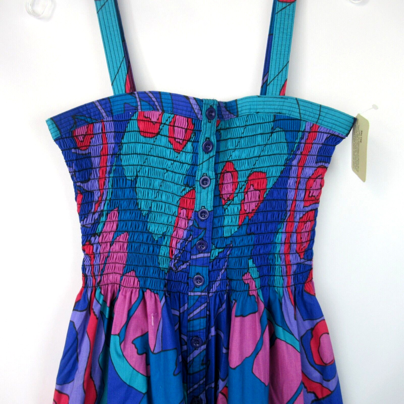 BILL TICE 1970s Designer Printed Smock Dress Size S (Vtg Size 10) Mod Boho NWT
