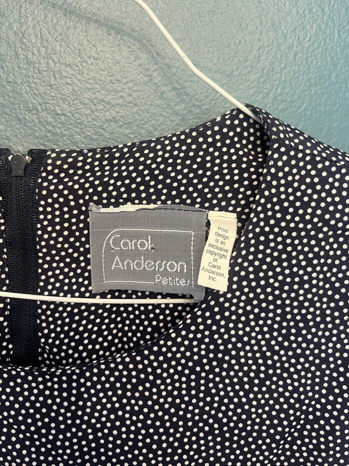 Vintage Carol Anderson California 80’s Dress Blue Polka Dot Belt 12 *Descrip*