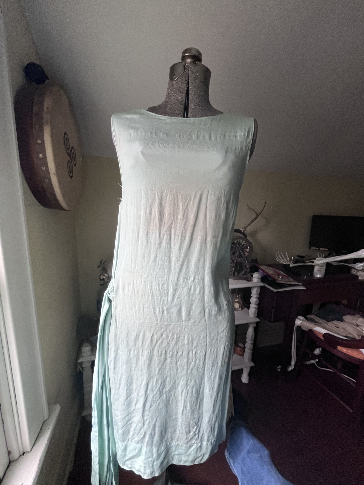 Vintage 1920s Mint Green and Lace Dress