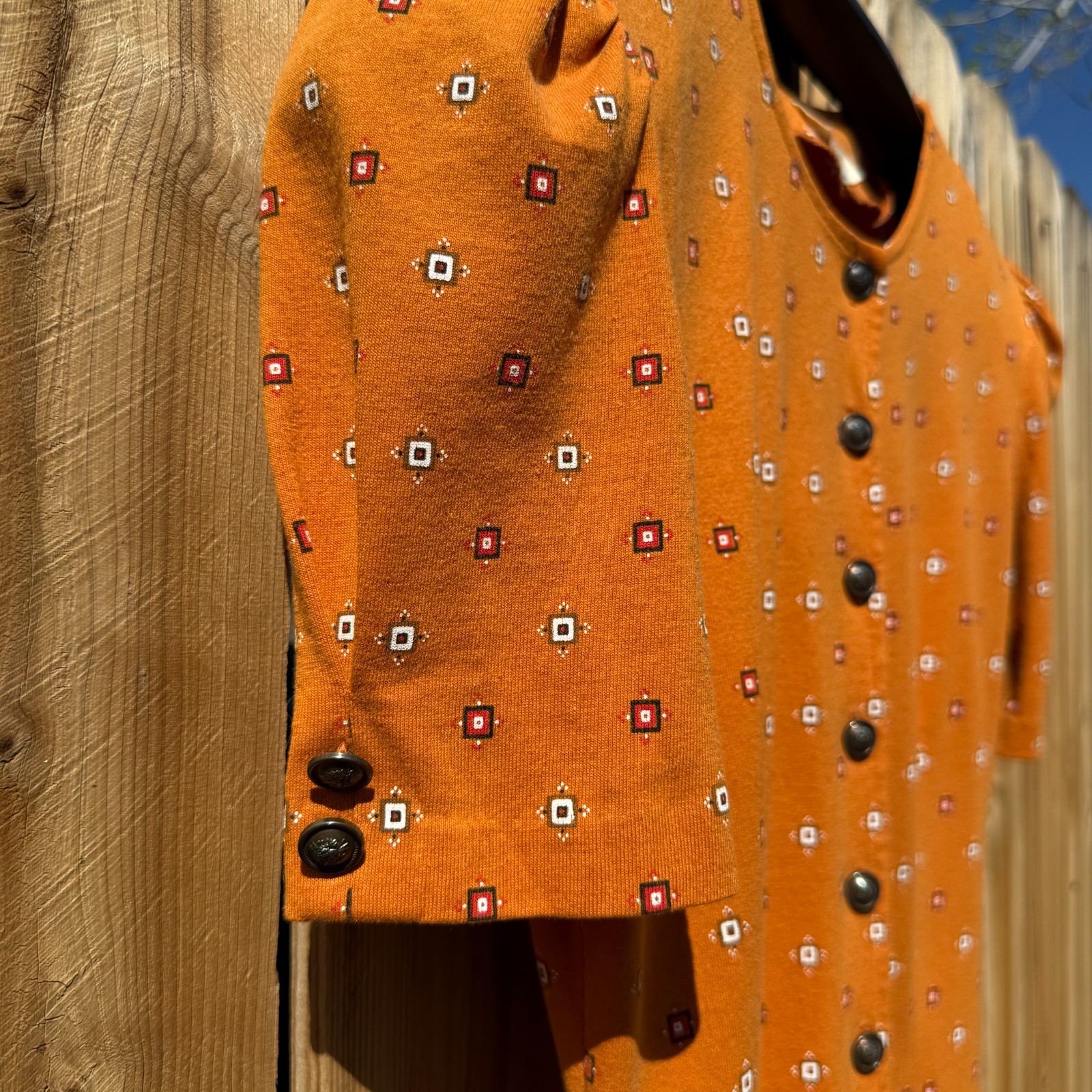PRICE FIRM Vintage Dress 80s 90s DB Sport Orange Drop Waist Pleated Casual