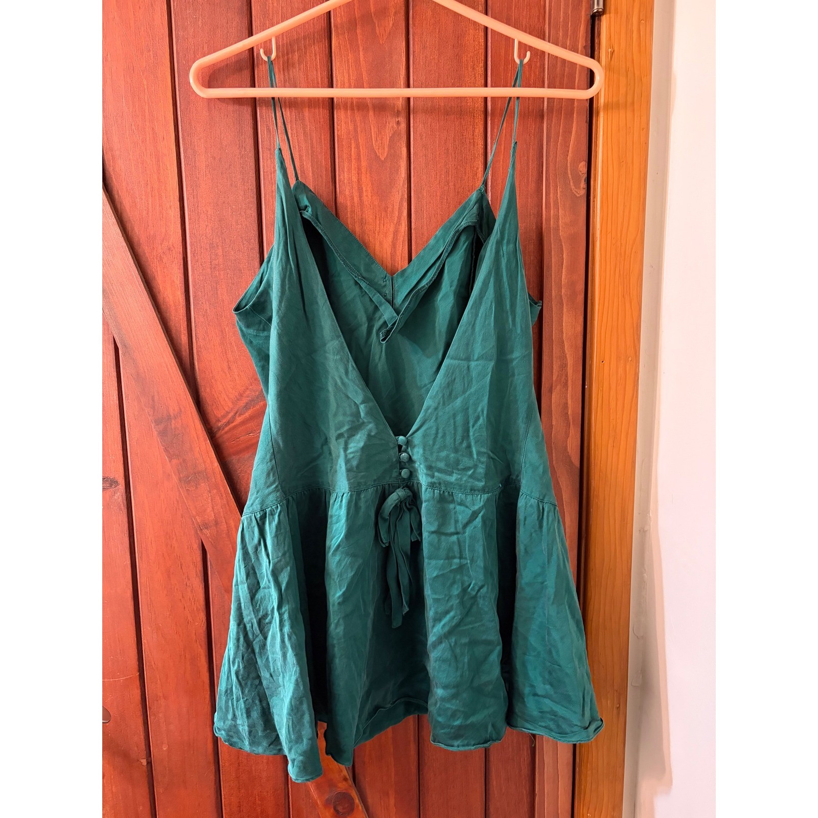 Vintage Victorias Secret Gold Label 100% Silk Slip Dress Emerald Green Large