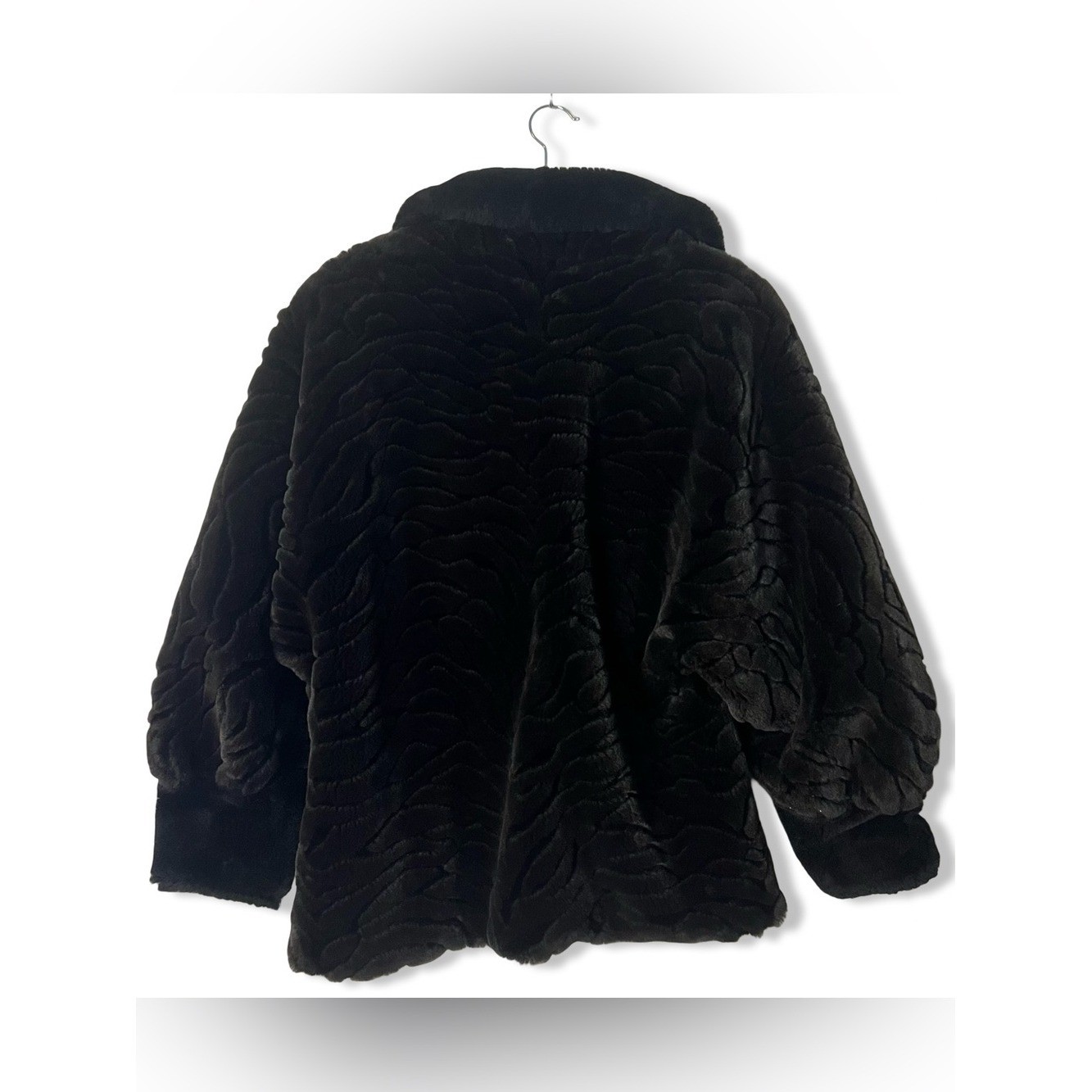 Vintage The Original Furgery Black Faux Fur Shawl Collar Jacket Sz. M