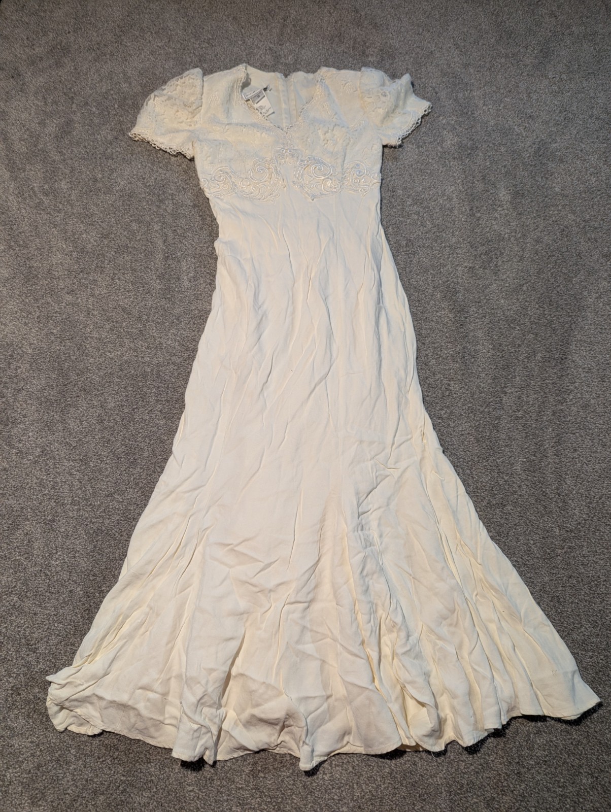 Vintage Scott Mcclintock Wedding Dress Womens 10 White 80s Floral Lace
