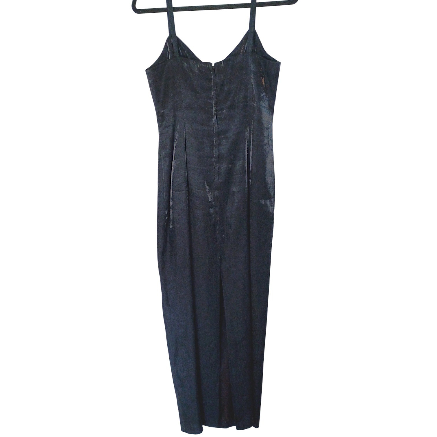 Vintage Via Milano by Tina Hagen Black Shimmer Midi Dress Spaghetti Strap S