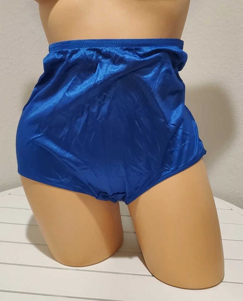 Shadowline 17032 Full Cut Brief Shiny Nylon Full Coverage Panty Blue Colors
