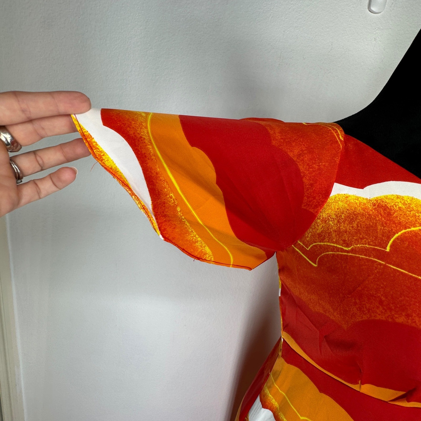 Vintage Hawaiian Sunset Maxi Dress 6 Made in Hawaii Sunset Empire Waist Orange