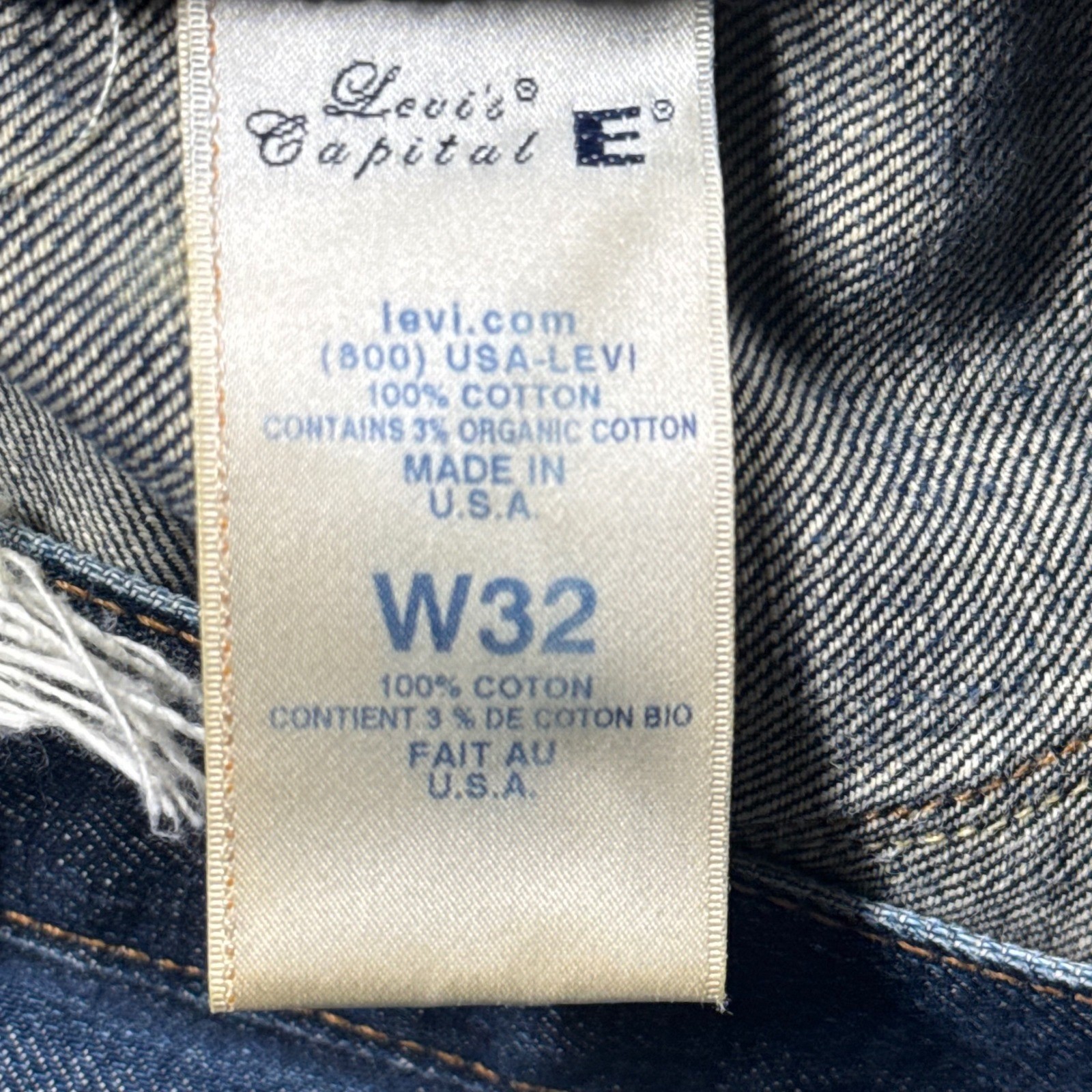 Vintage LEVIS Jeans W32 Hesher Hand Made in the USA Y2K Distressed Hem