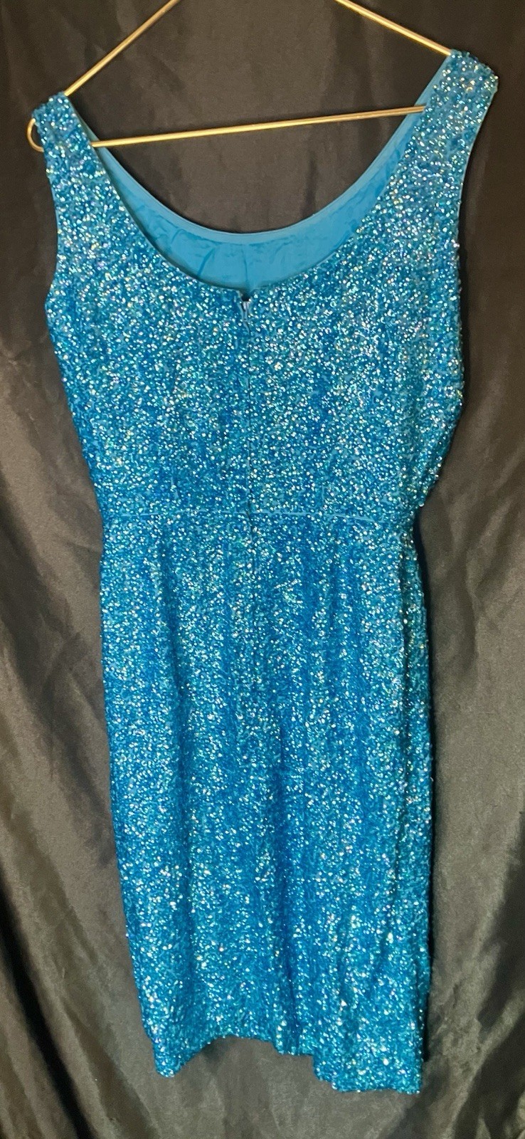 Bruce Arnold Beaded Sequined Silk Flapper Dress Size 12 Hong Kong 1950’s Vintage