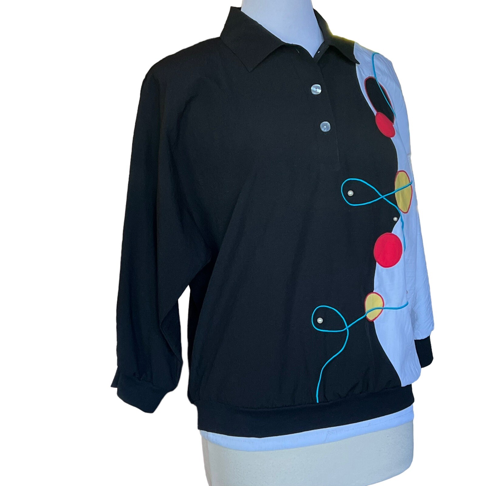 Vintage 1980s G.W. Graff Pullover Jacket Womens L USA Made Geometric Pullover