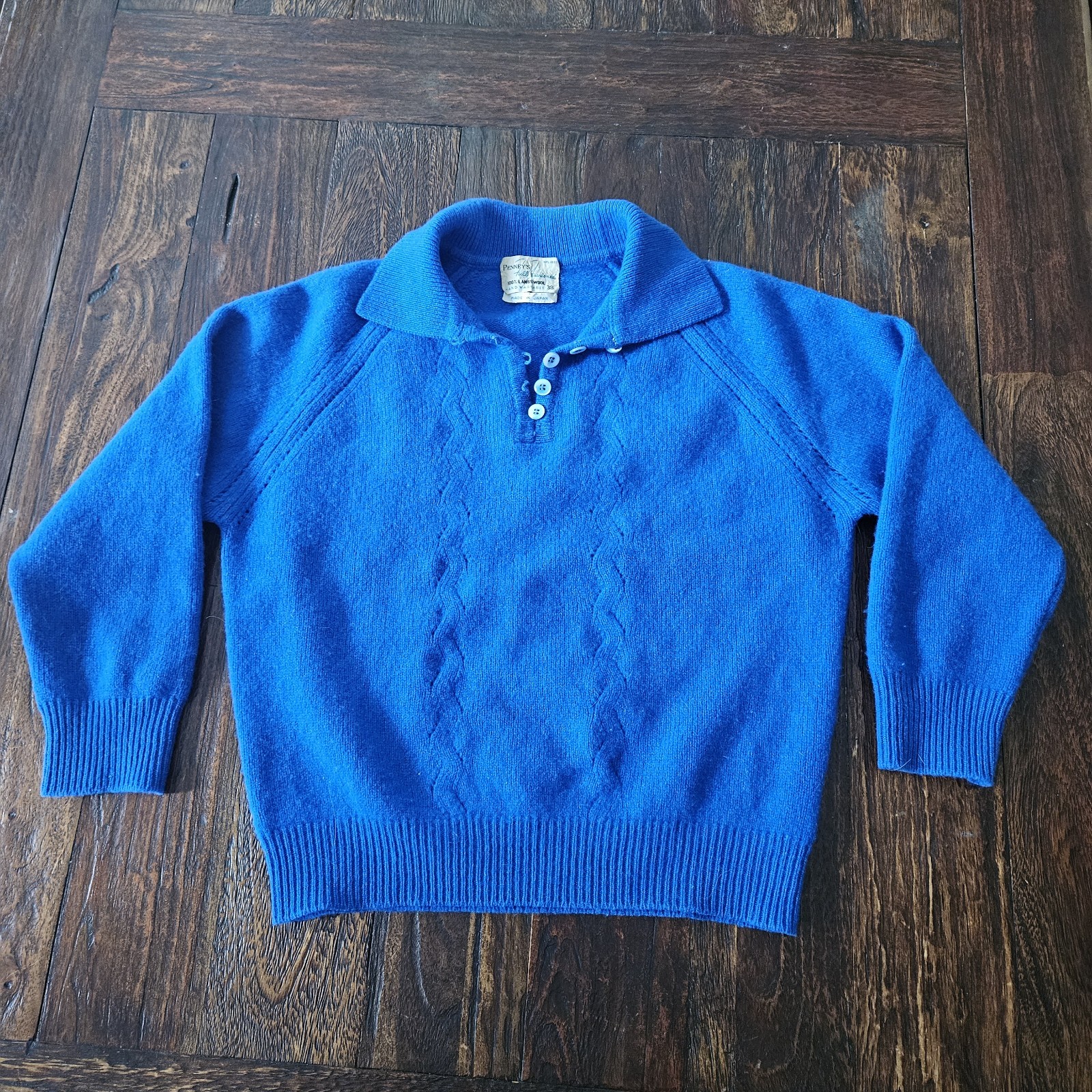 Vintage 1950-1960 Penneys Full Fashioned Sweater Lambswool Made in Japan