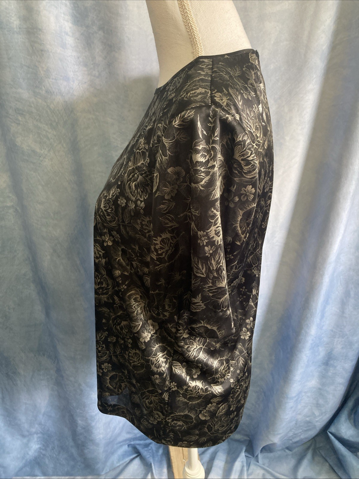 Vtg 80s 90s Petites by Fundamental Things Top Sz 4 Floral Union Made Poly EUC